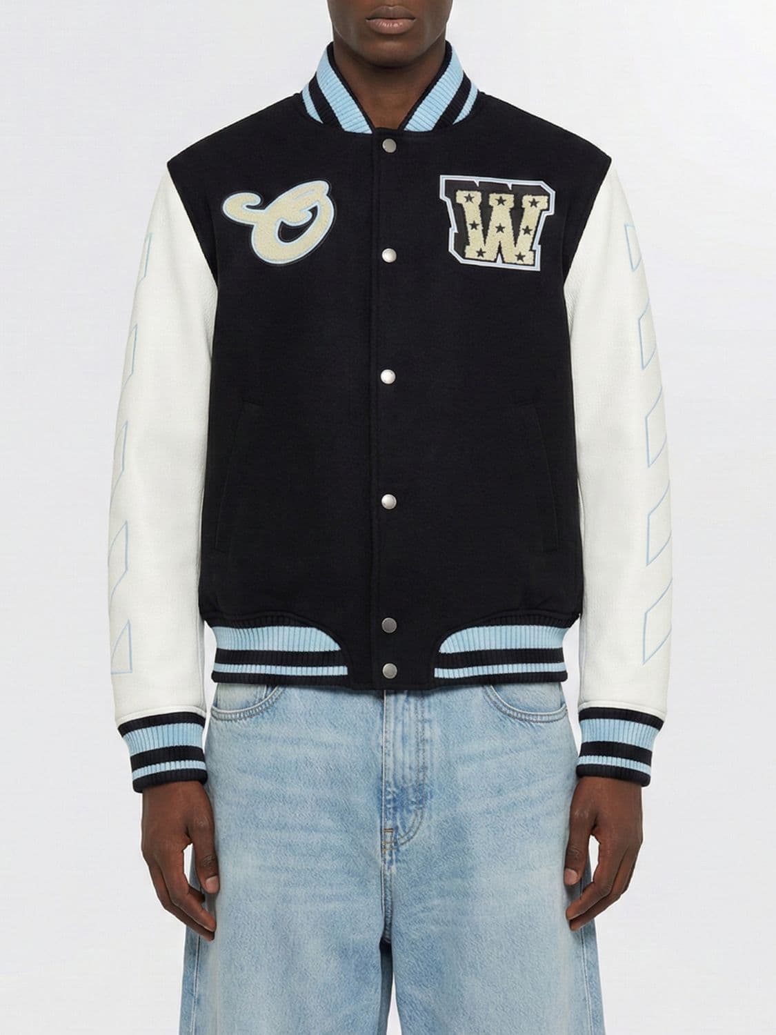Off-White Wool Blend Varsity Jacket