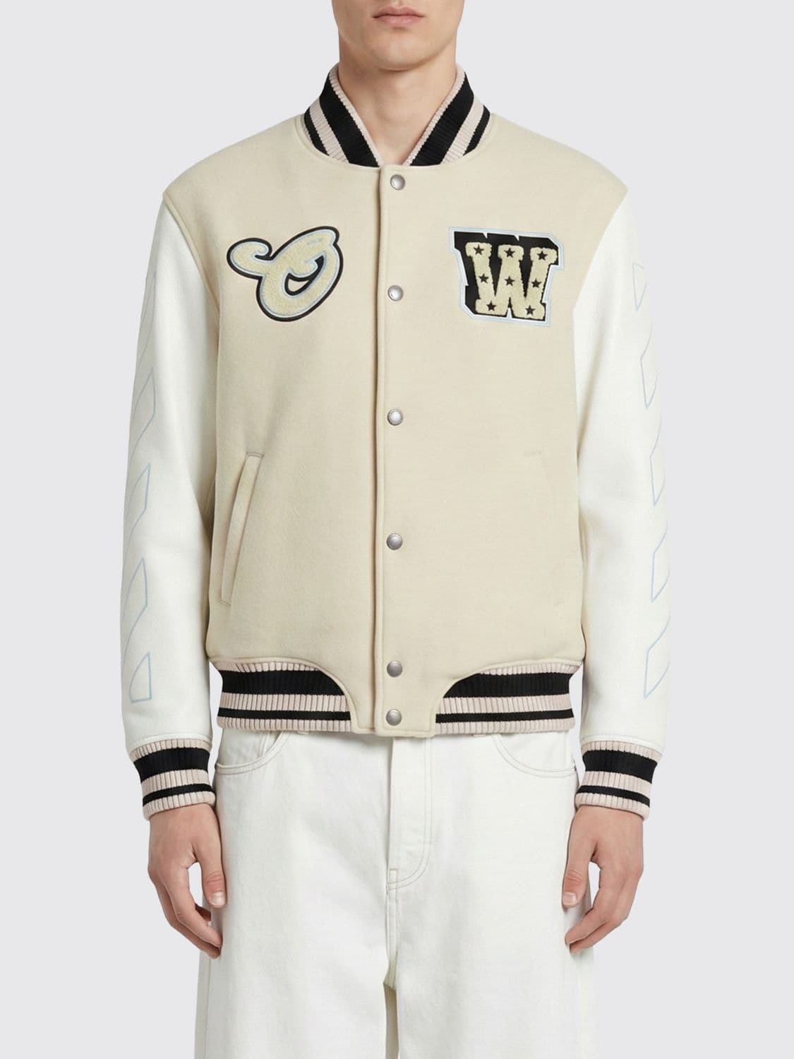 Off-White Wool Blend Varsity Jacket