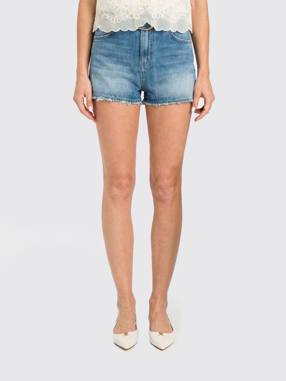 Twinset Cotton Denim Shorts