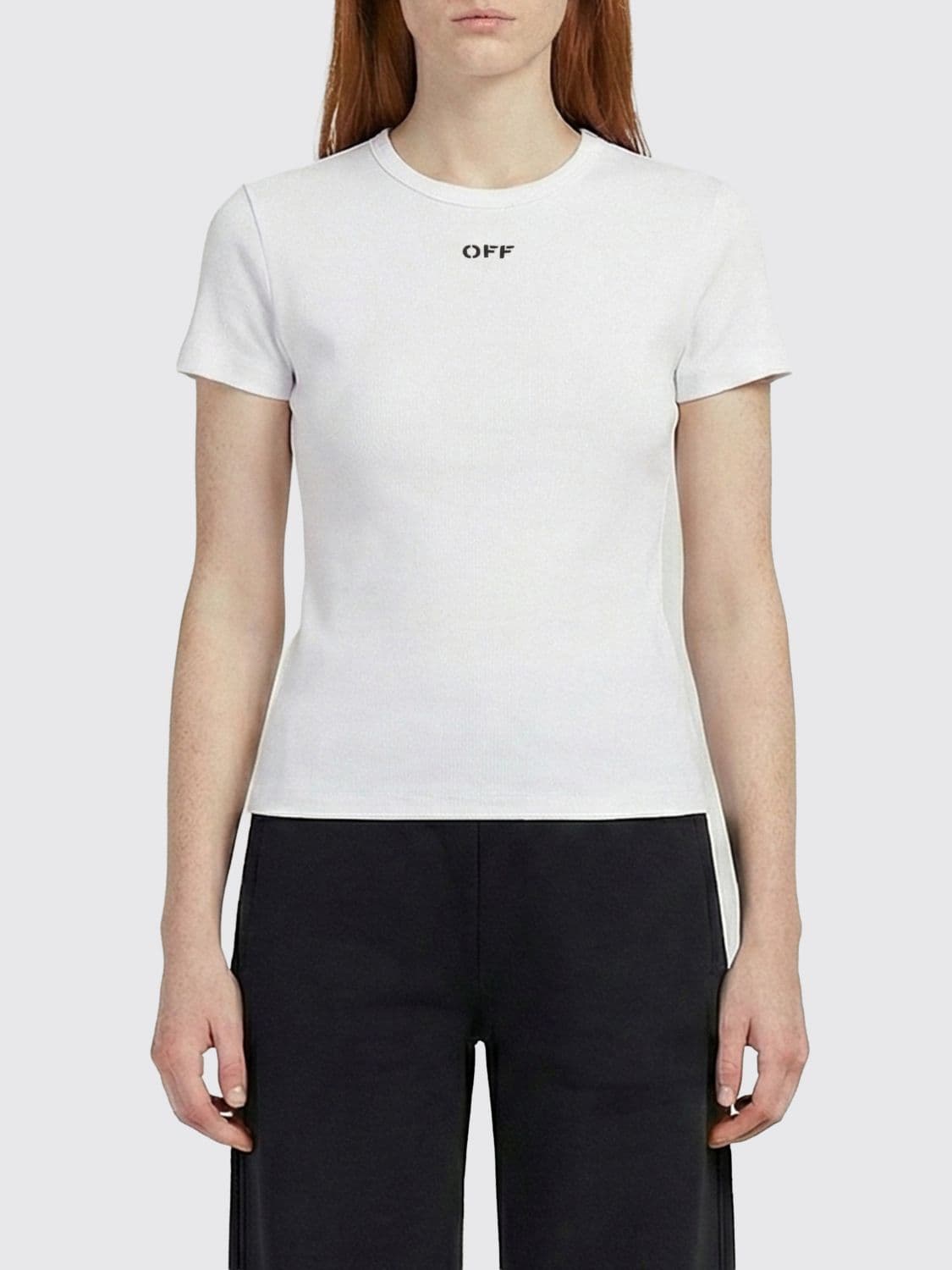 Off-White Cotton T-shirts with Logo