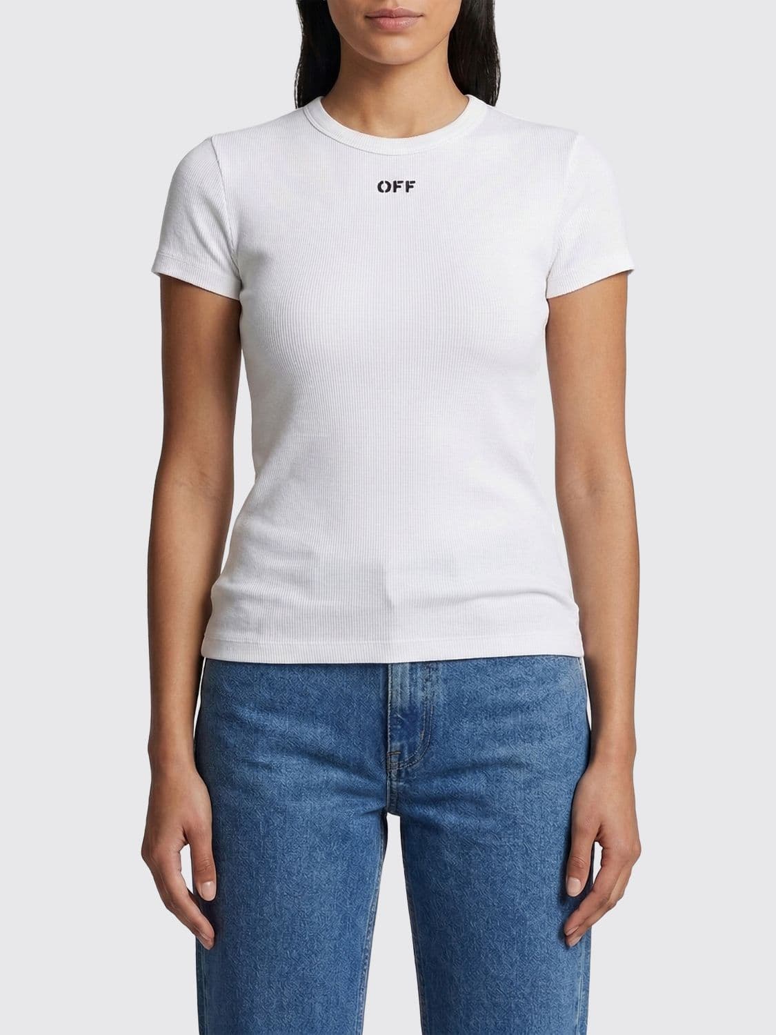 Off-White Cotton T-shirts with Logo · 44