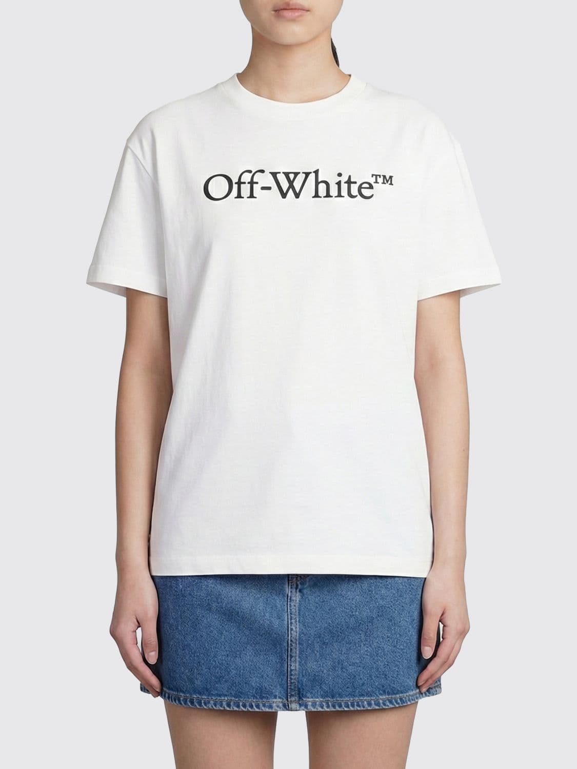 Off-White Cotton T-shirts with Logo