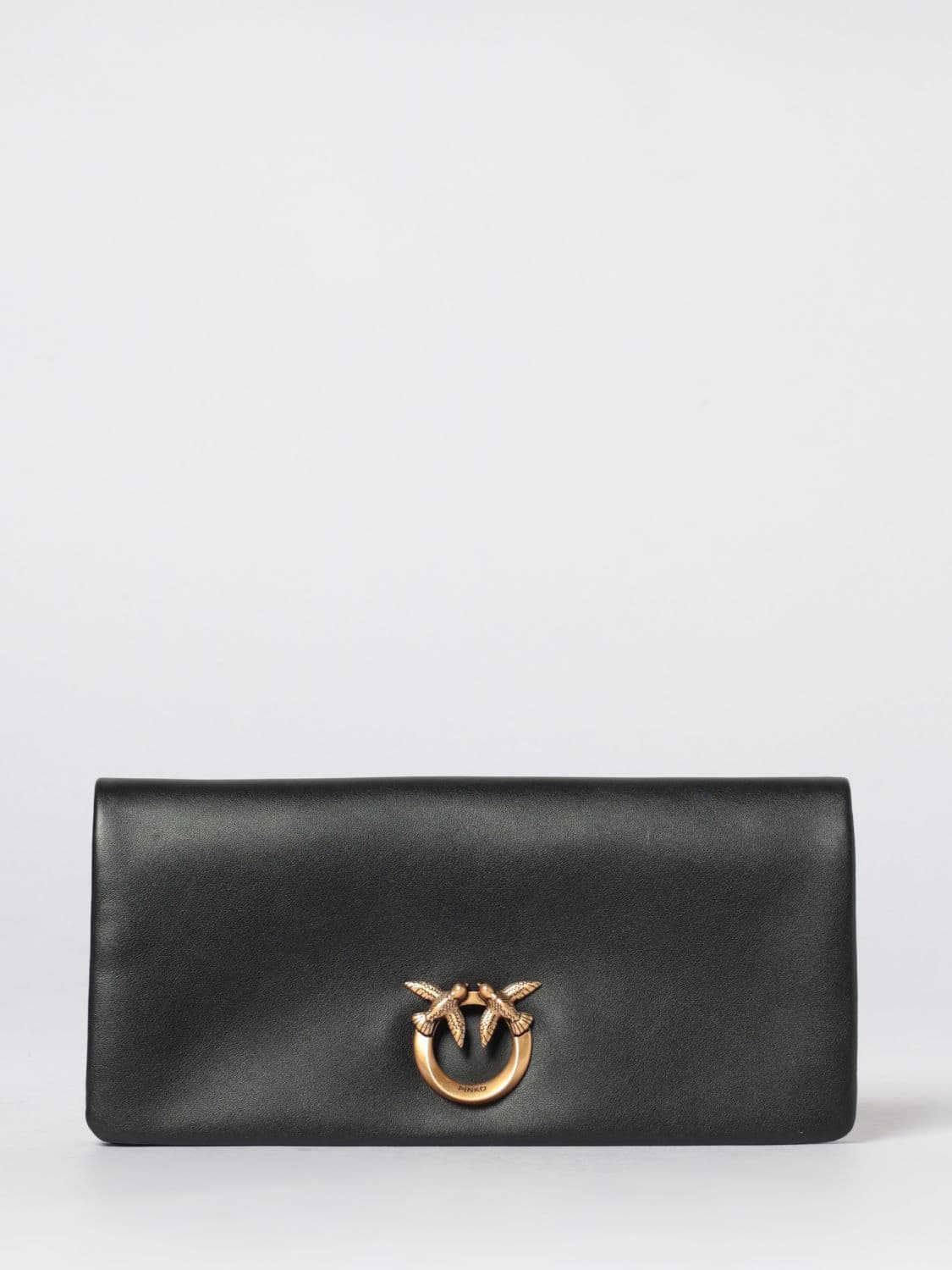 Pinko Click Soft Horizontal Classic Leather Clutch · OS