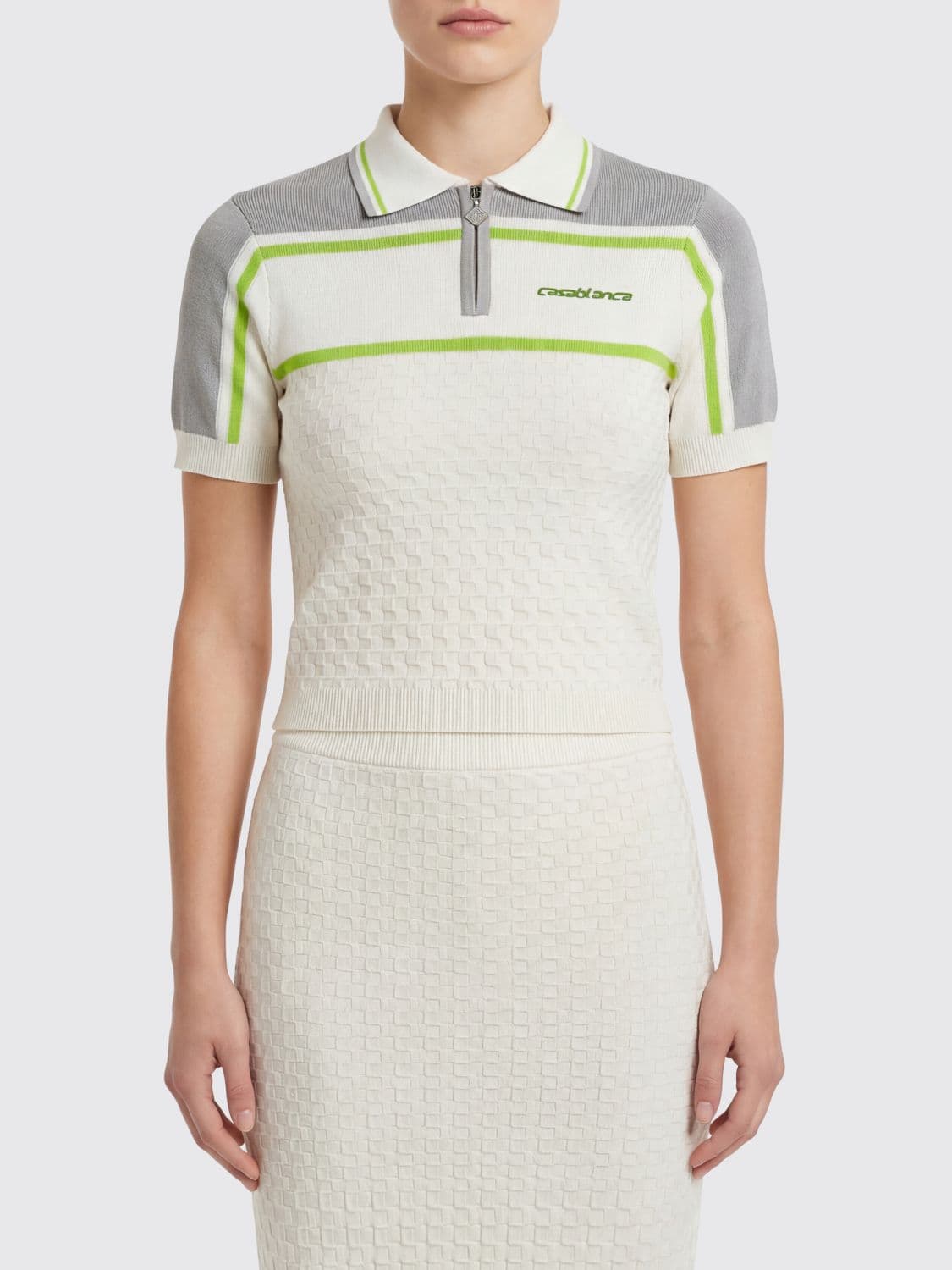 Casablanca Striped Viscose Polo Shirt with Logo