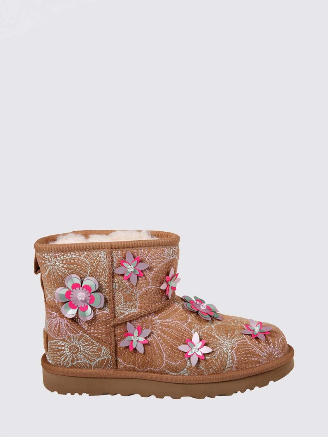 Ugg Classic Mini Meadow Suede Ankle Boots with Embroidery and Flowers