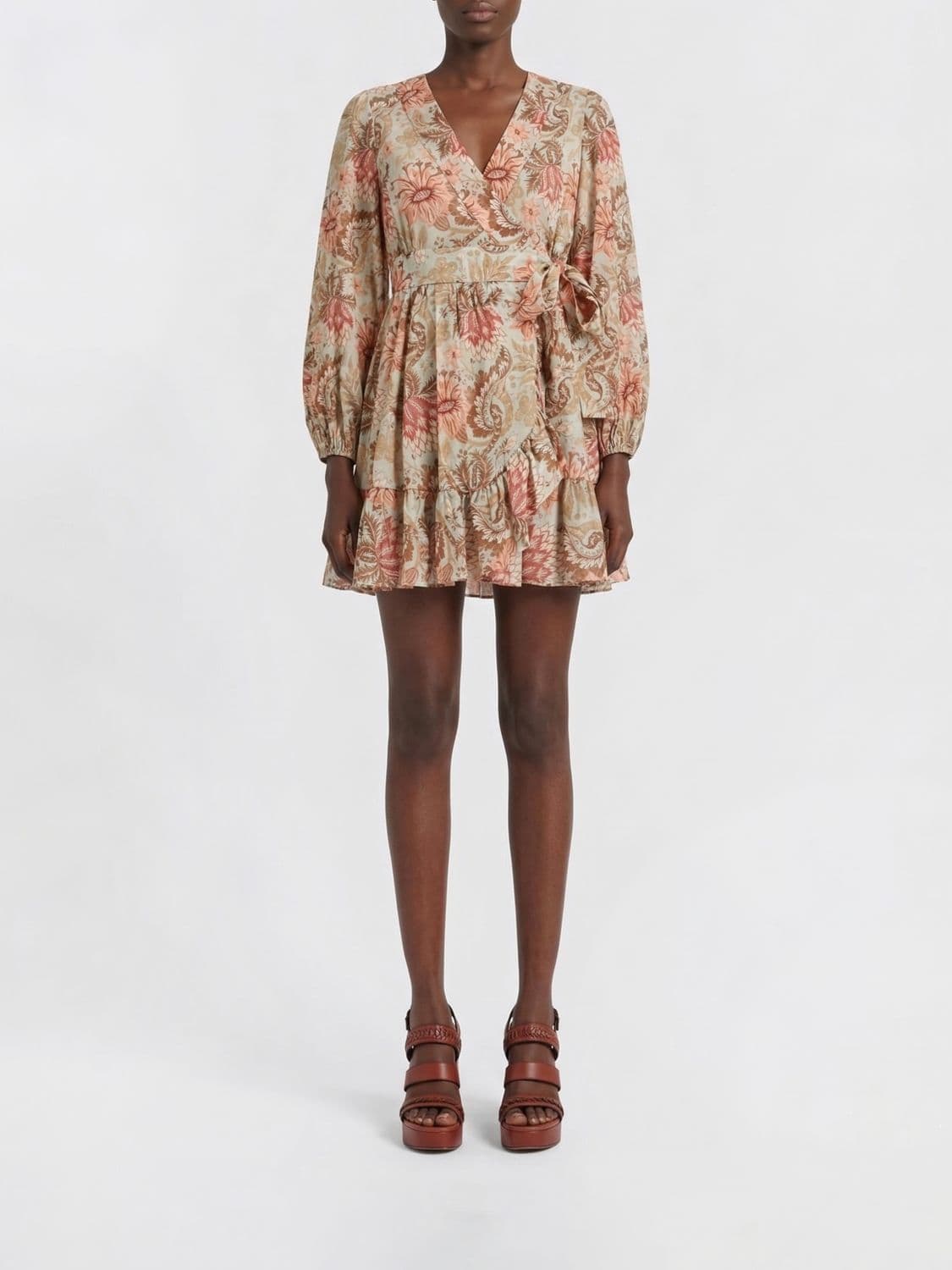 Zimmermann Cotton Wrap Dress with Floral Print