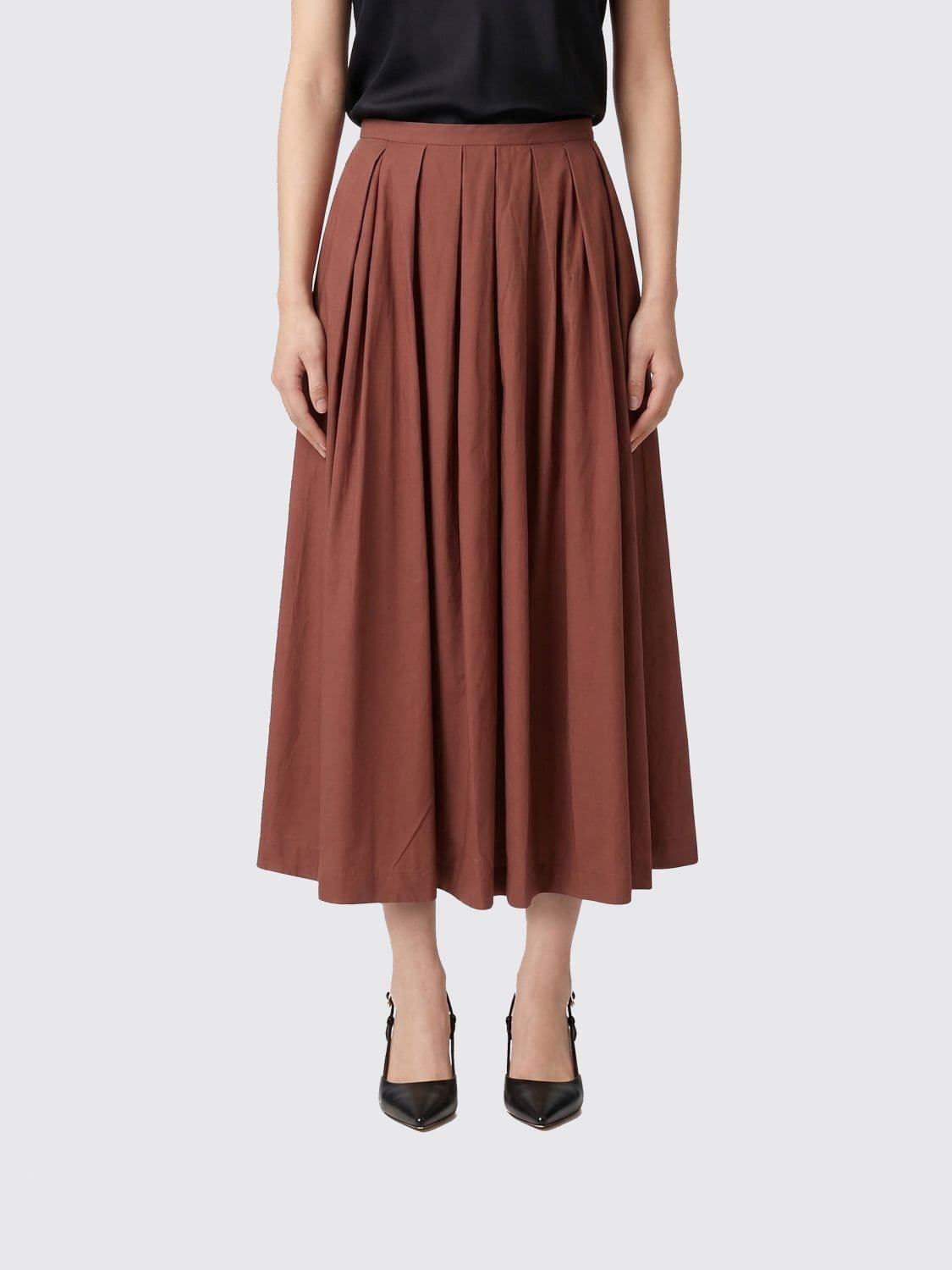 Roberto Collina Pleated Cotton Poplin Skirt · M
