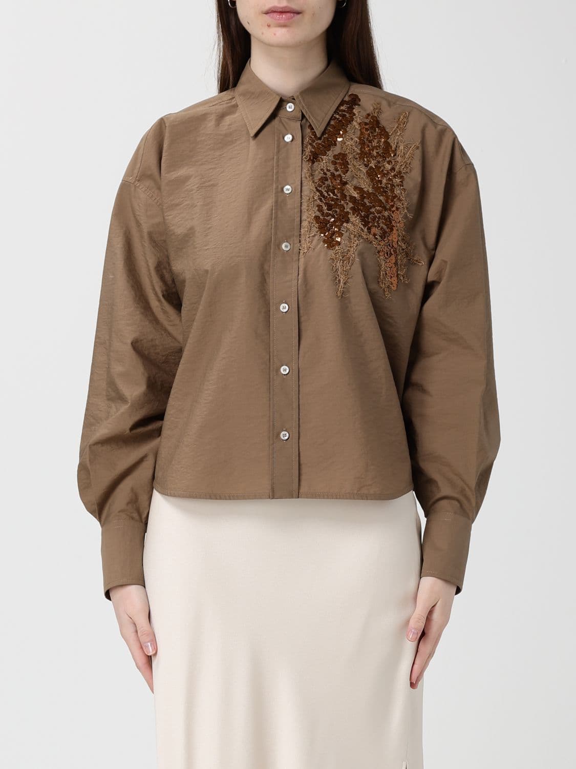 Brunello Cucinelli Cotton Blend Shirt with Sequins