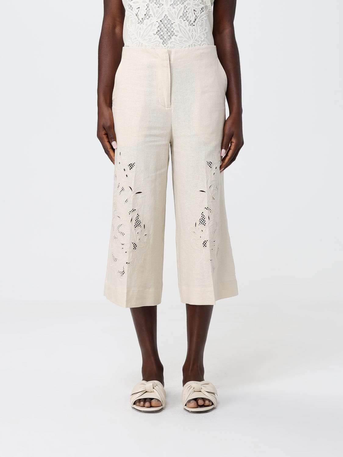 Twinset Linen Cropped Trousers