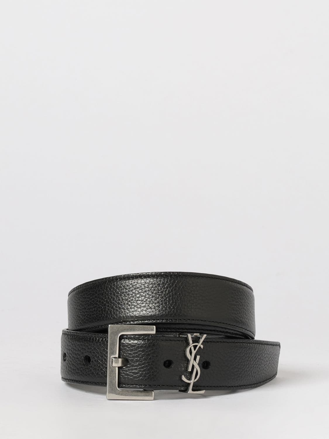Saint Laurent Cassandre Grained Leather Belt · 100