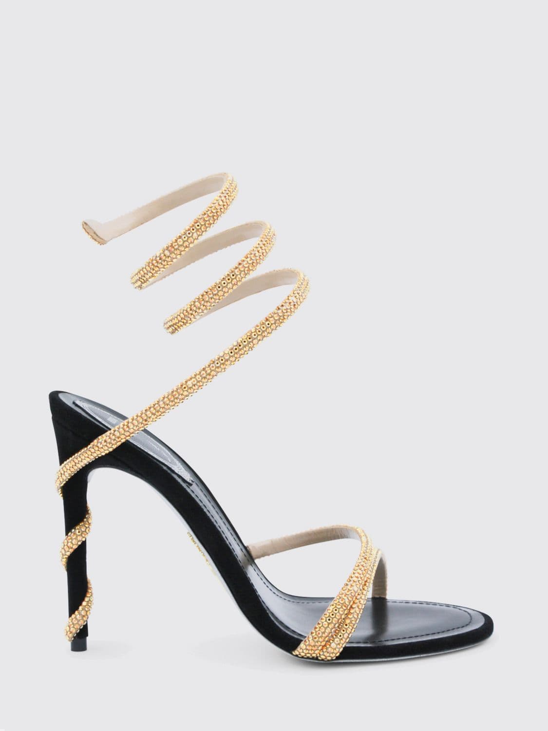 Rene Caovilla Cleo Leather Sandals with Rhinestones