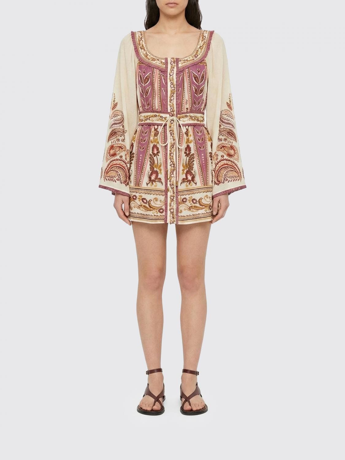 Farm Rio Viscose Dress with Ethnic Pattern