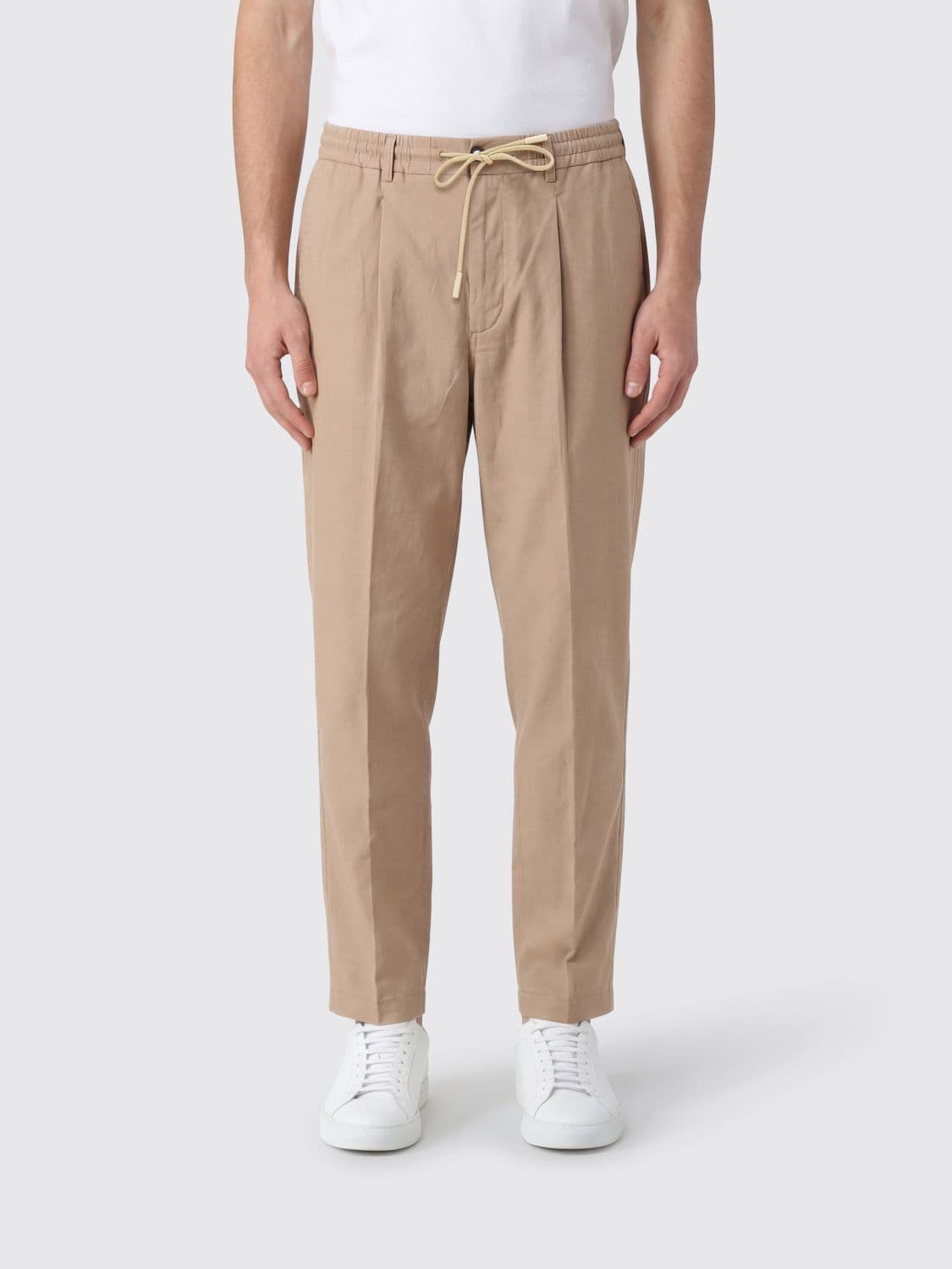 Pt Torino Cotton and Linen Drawstring Trousers