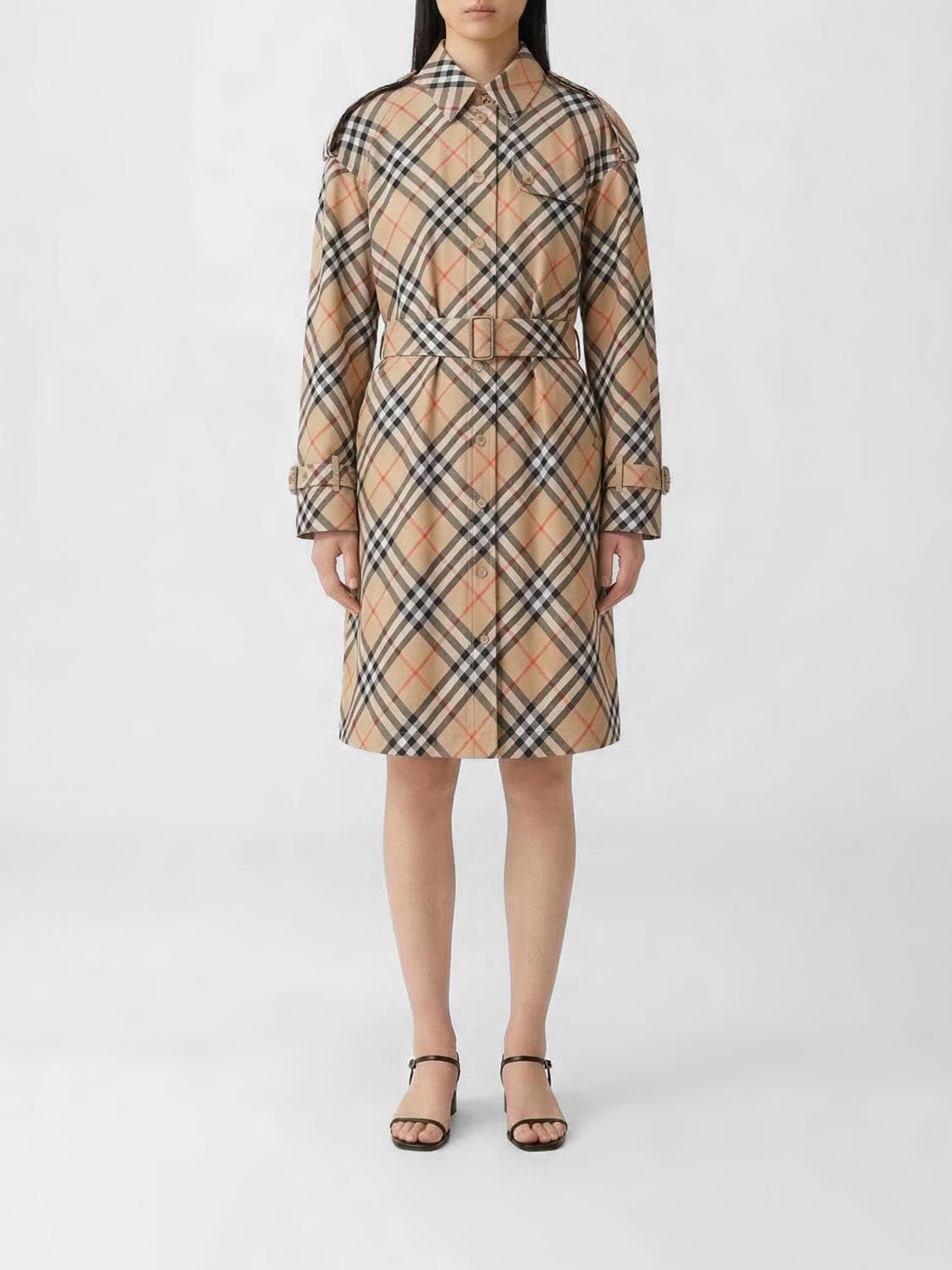 Burberry Check Cotton Trench Coat