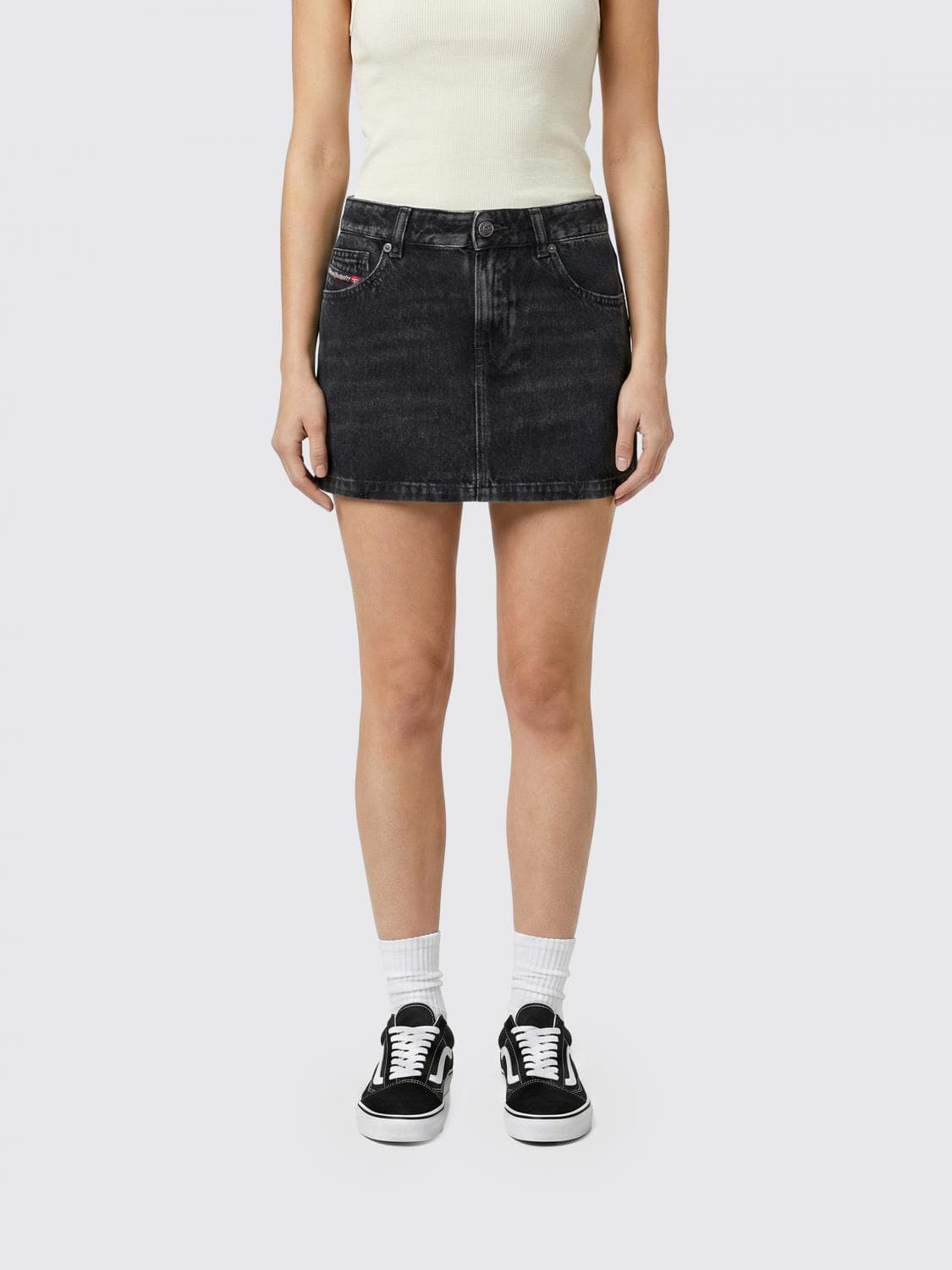 Diesel De-Ron Cotton Denim Skirt