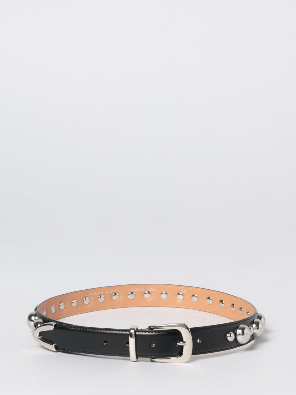 Liviana Conti Prisca Studded Vegan Leather Belt · 80