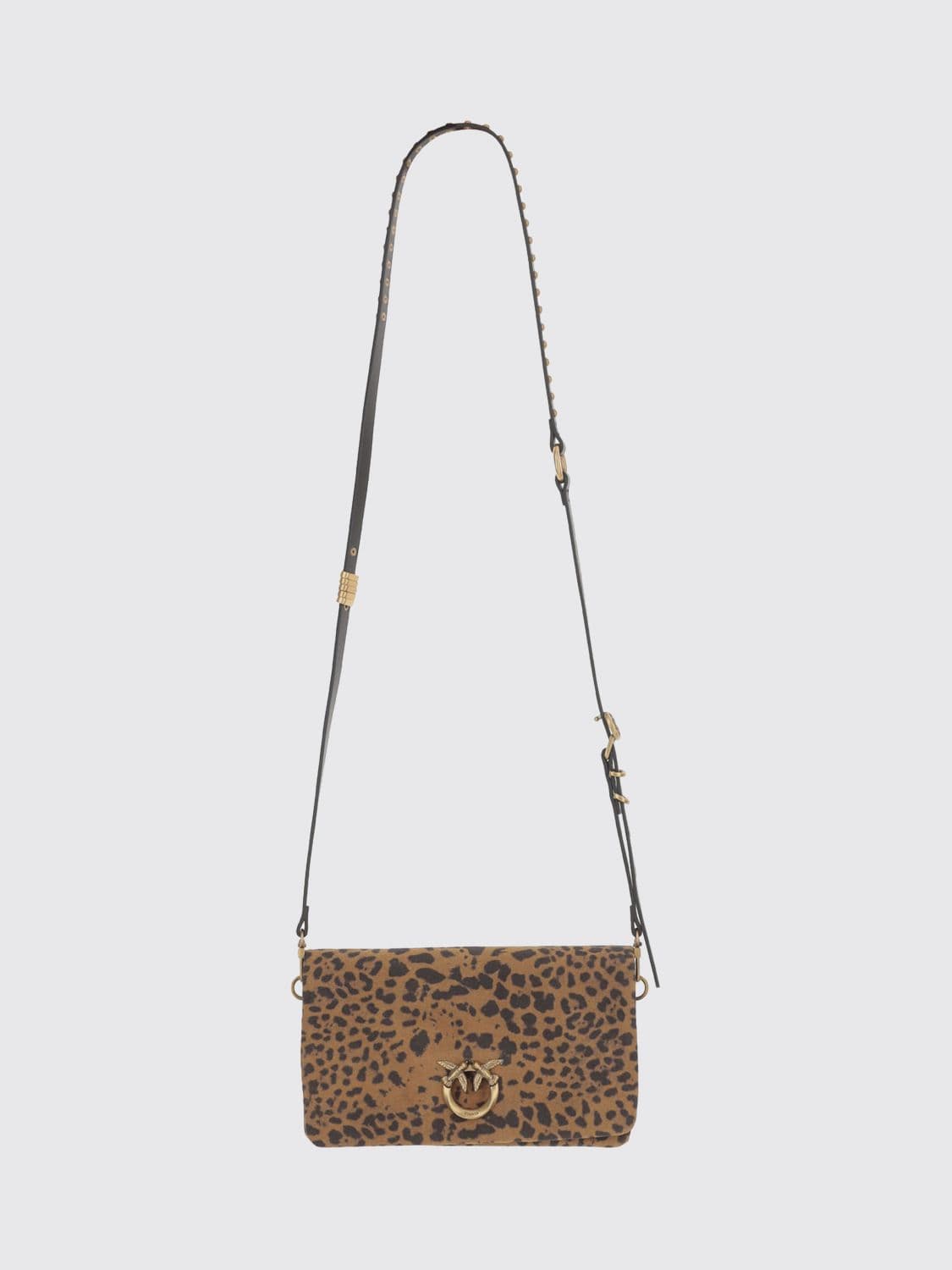 Pinko Love One Slouchy Foldover Bag in Animal Print Suede