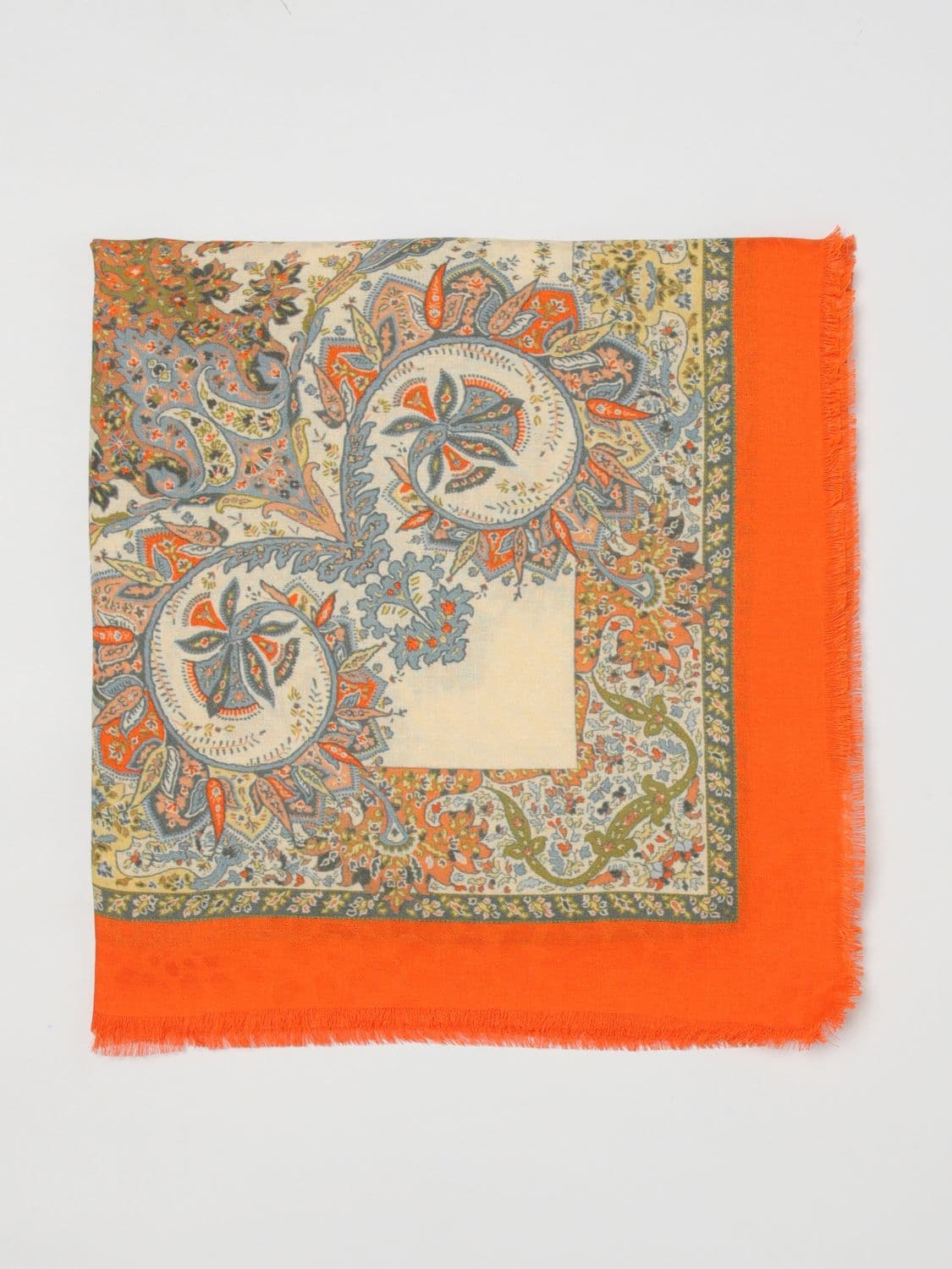 Etro Paisley Print Cotton Blend Foulard