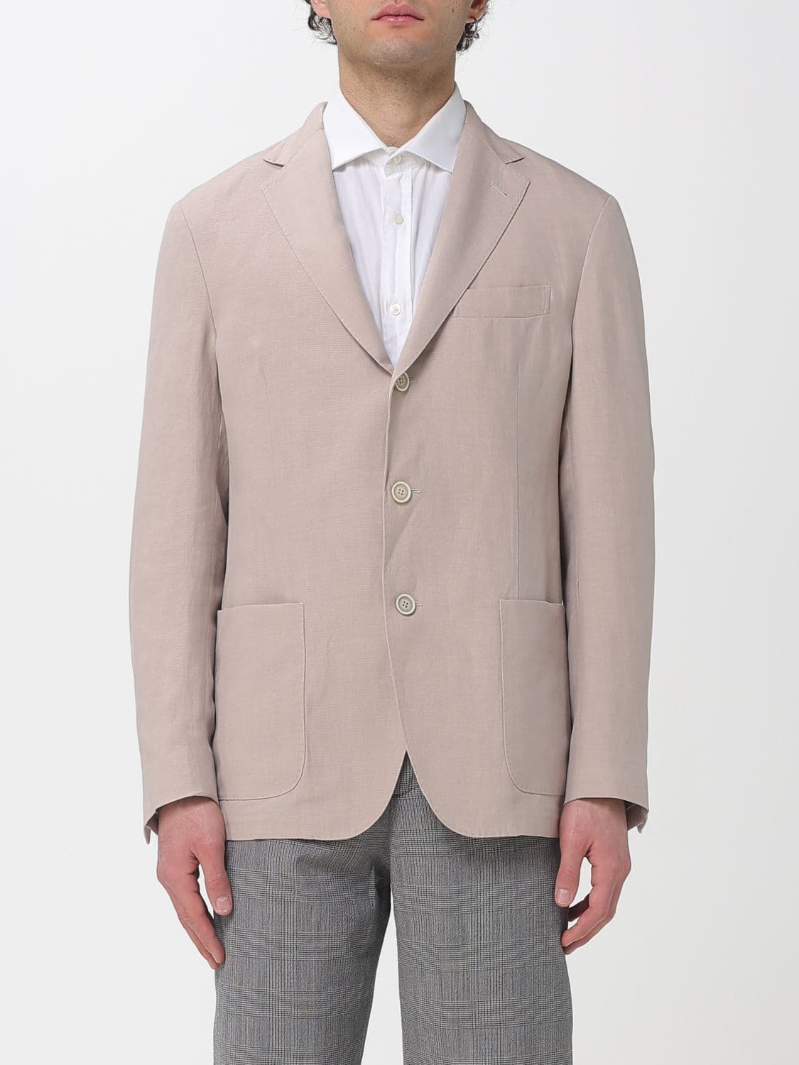 Eleventy Single Breasted Linen Blend Blazer