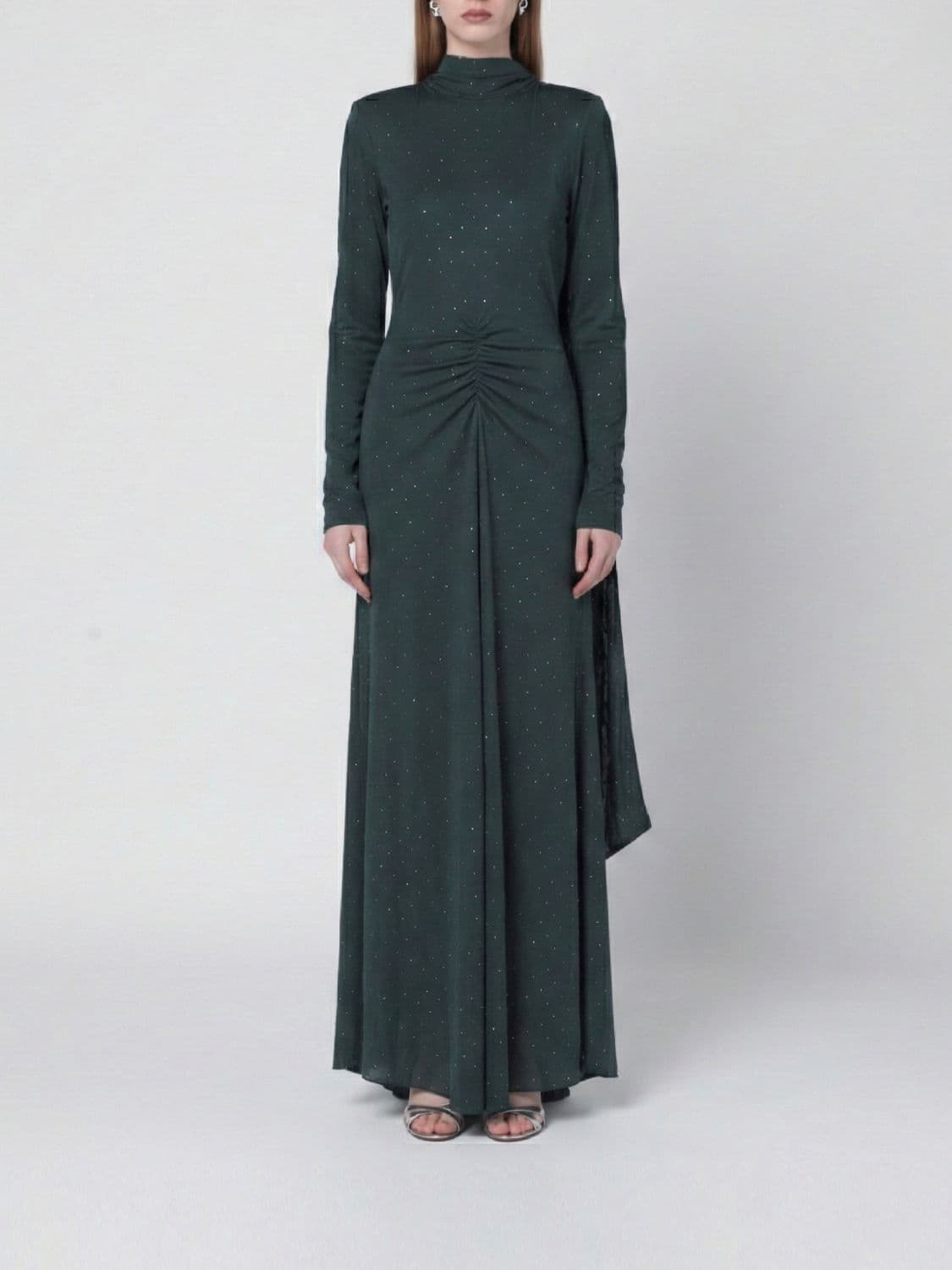 Rotate Long Dress in Recycled Fabric with Rhinestones