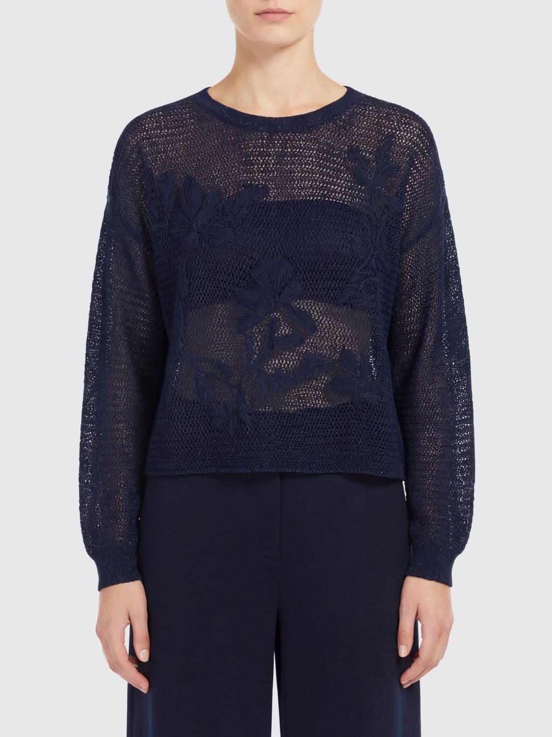 Twinset Crew Neck Mesh Cotton Top · M
