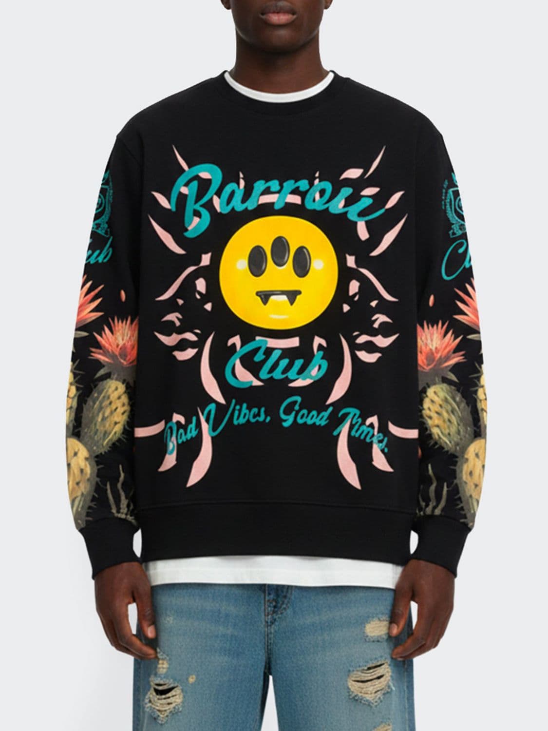 Barrow Crewneck Cotton Sweatshirt with Logo Print