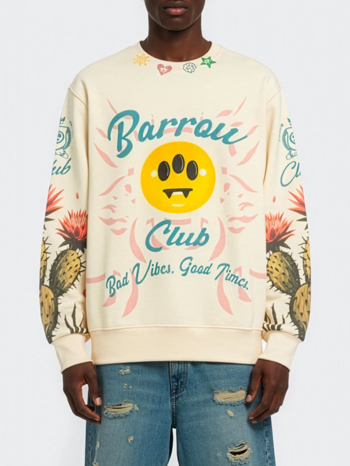 Barrow Crewneck Cotton Sweatshirt with Logo Print