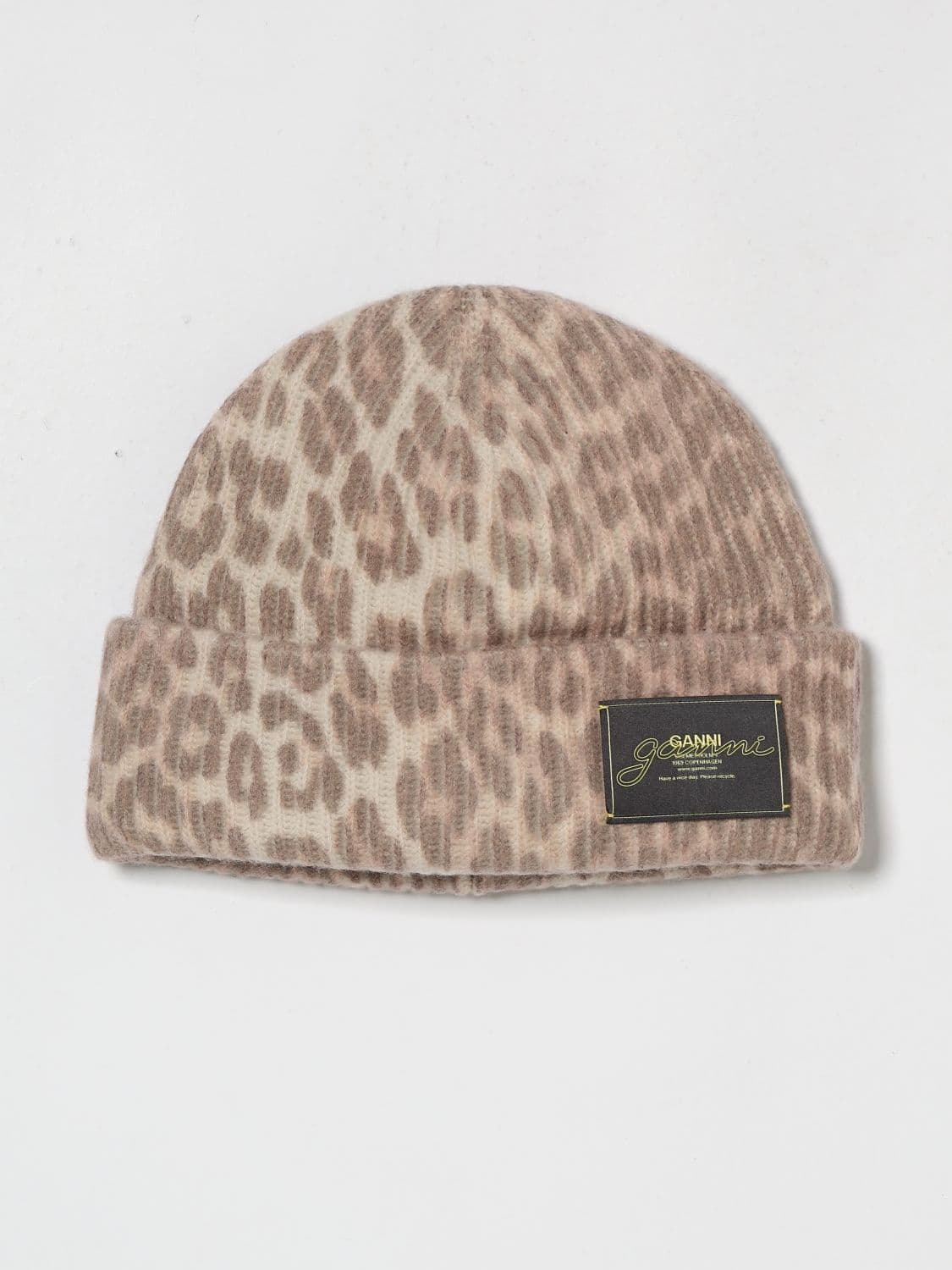 Ganni Animal Print Wool Beanie · OS