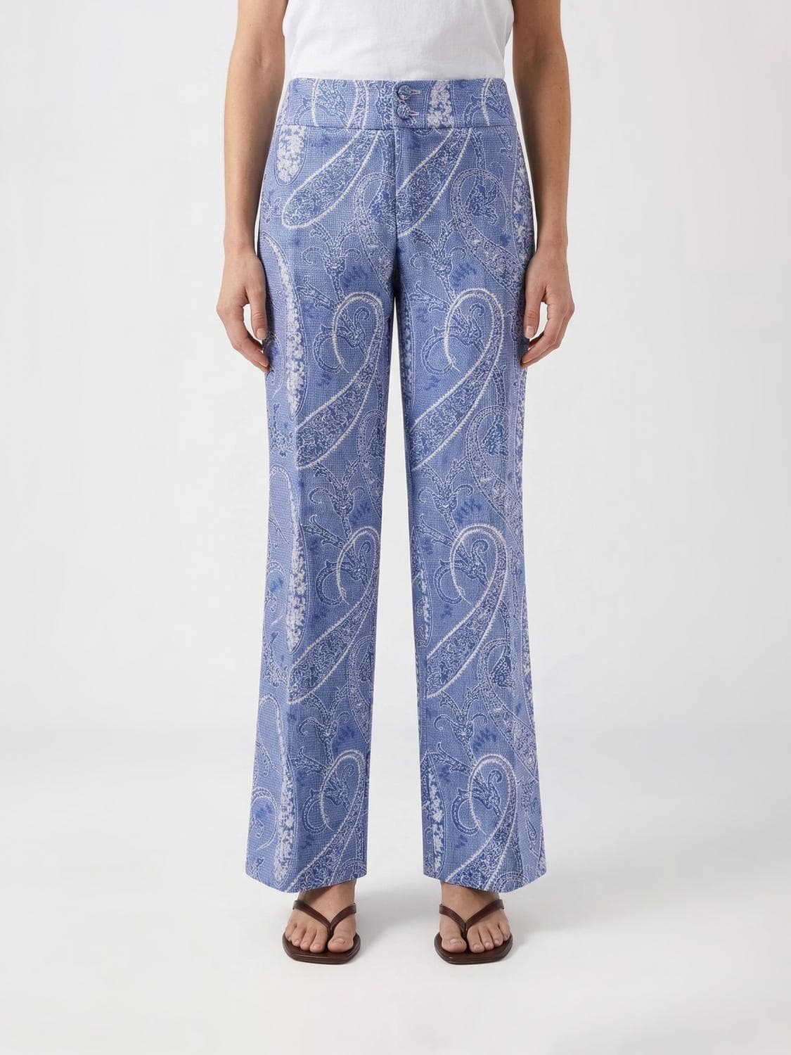 Etro Flared Trousers in Silk Blend with Paisley Print
