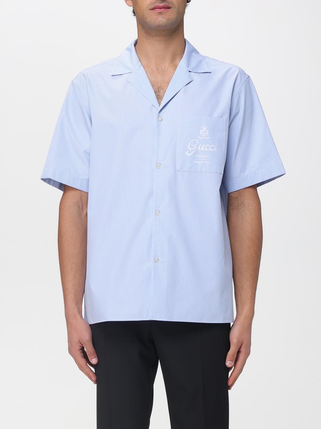 Gucci Striped Cotton Casual Shirt with Logo · 46