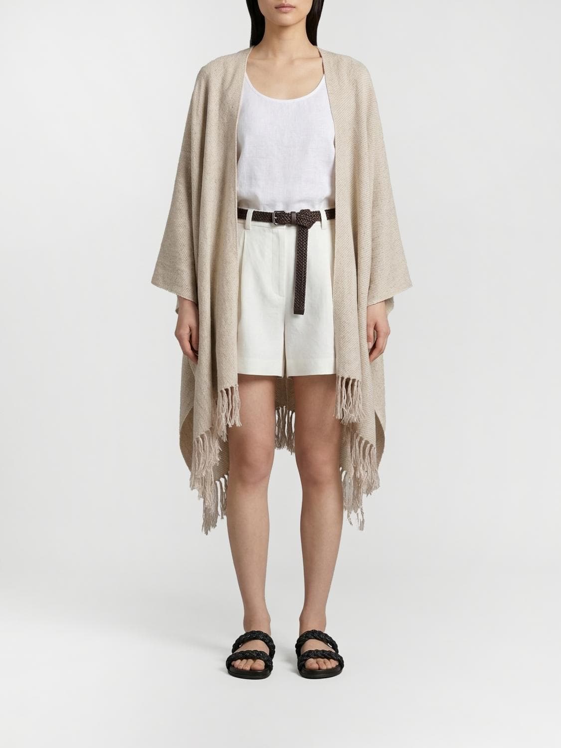 Brunello Cucinelli Linen and Viscose Cape · OS