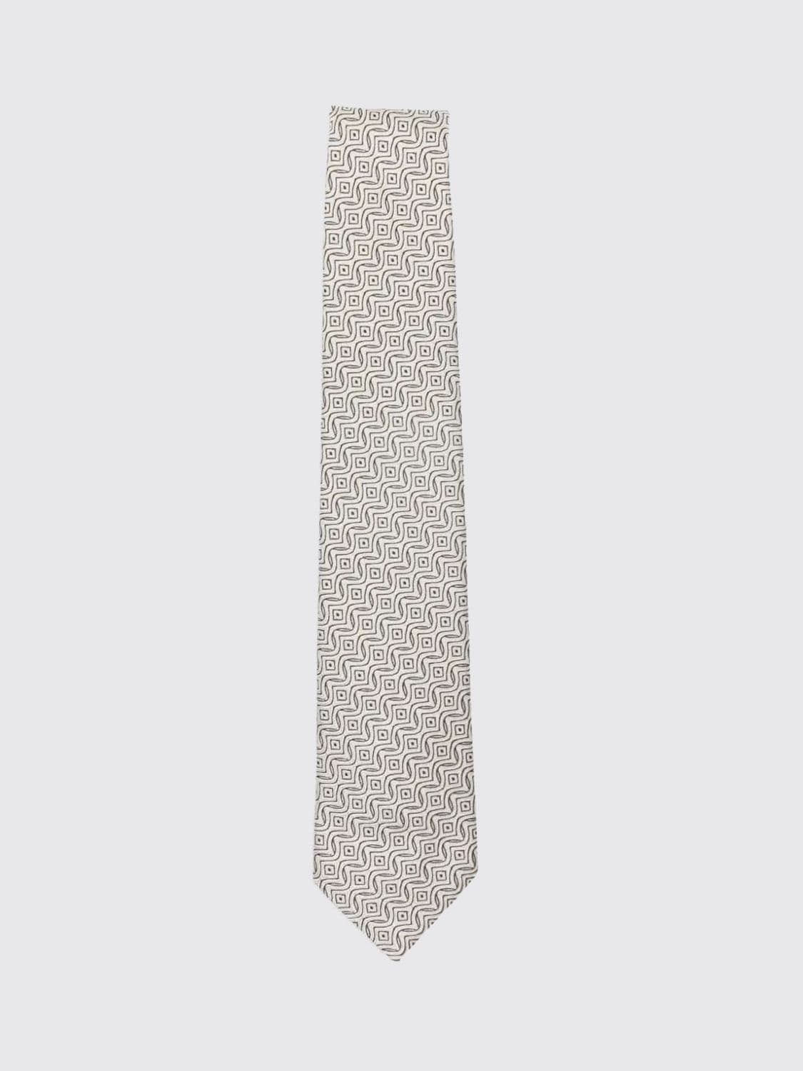 Emporio Armani Silk Tie with Geometric Wave Motif · OS