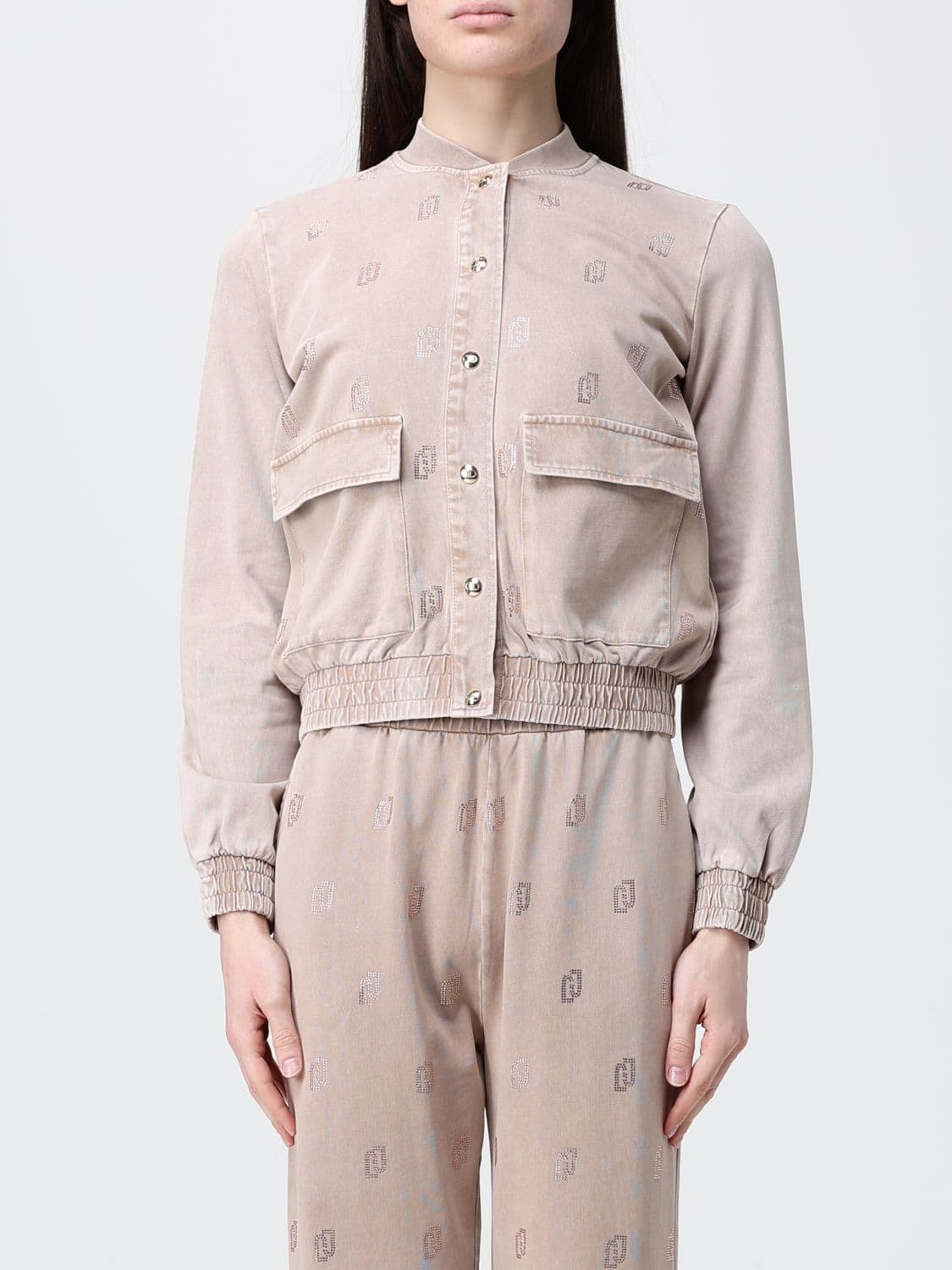 Liu Jo Cotton Bomber with Rhinestone Logo