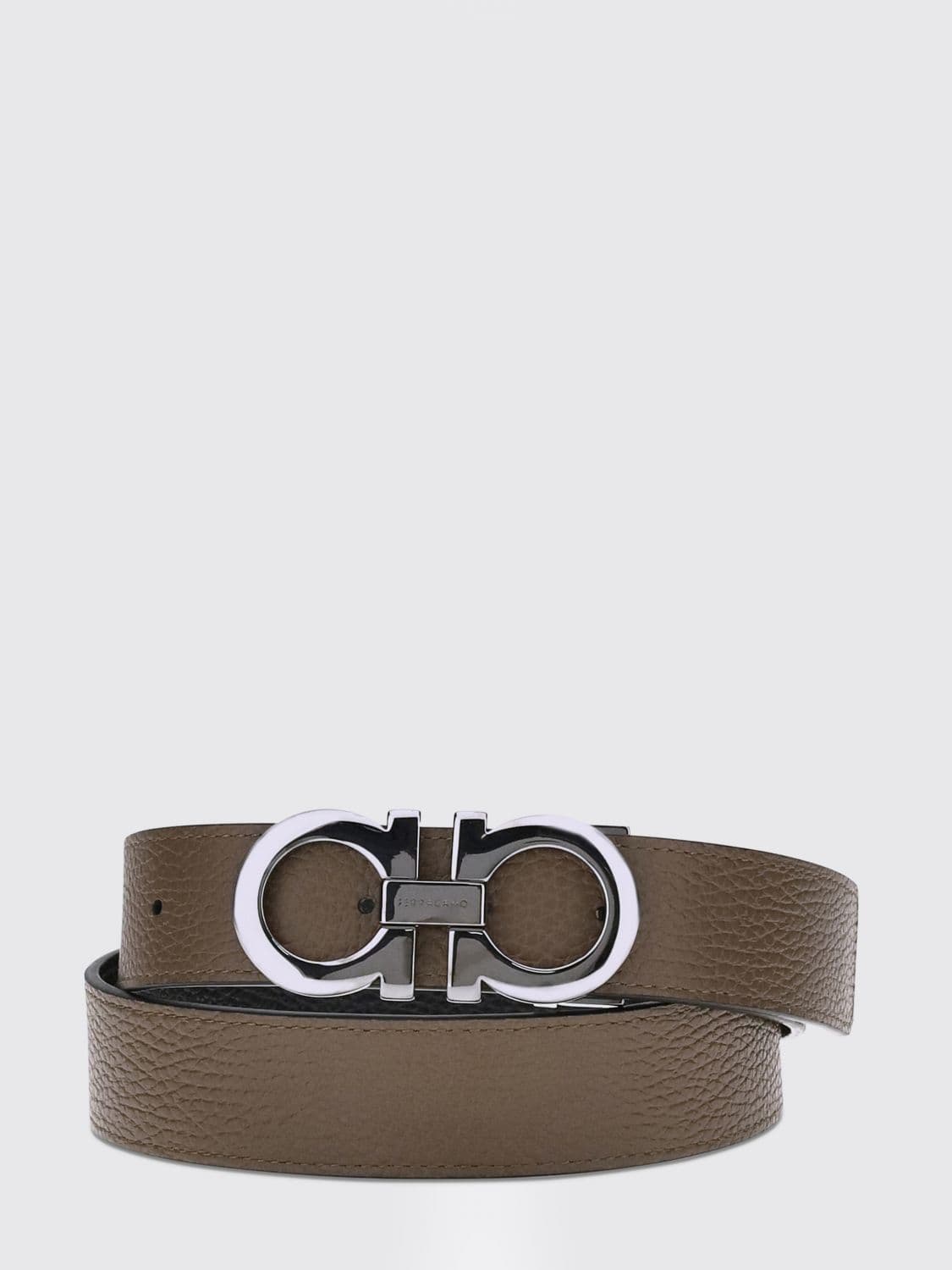 Ferragamo Gancini Grained Calfskin Leather Belt