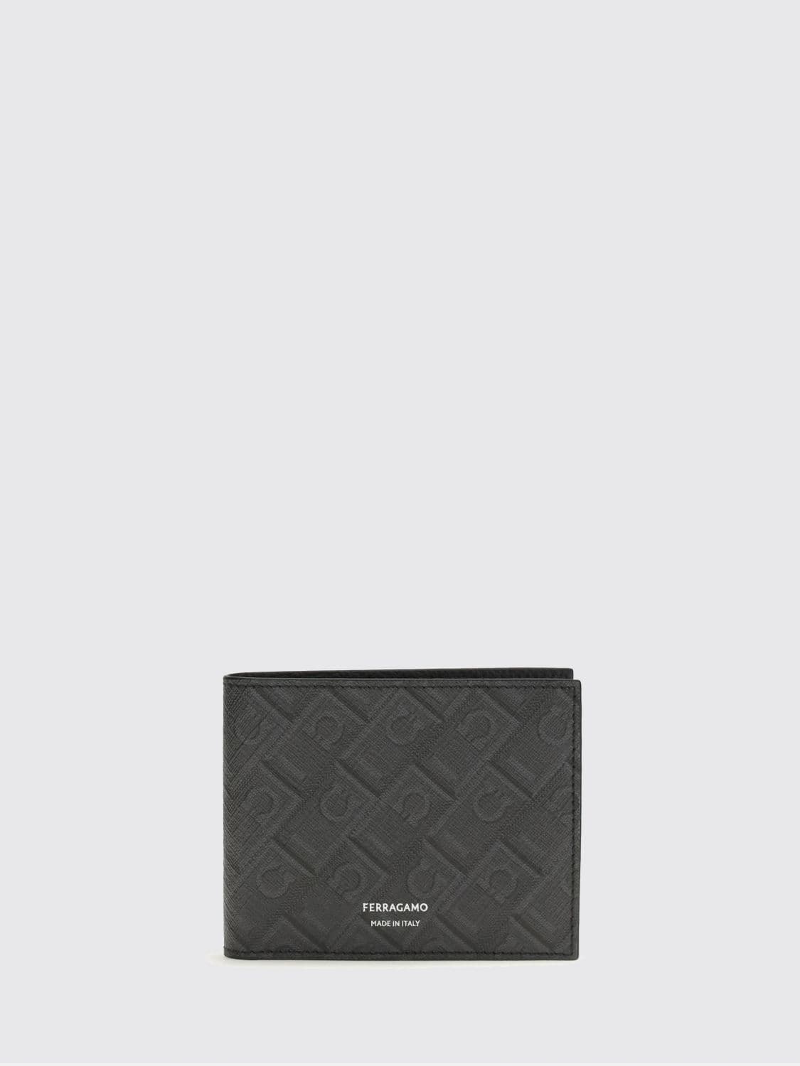 Ferragamo Gancini Saffiano Coated Cotton Wallet with Logo