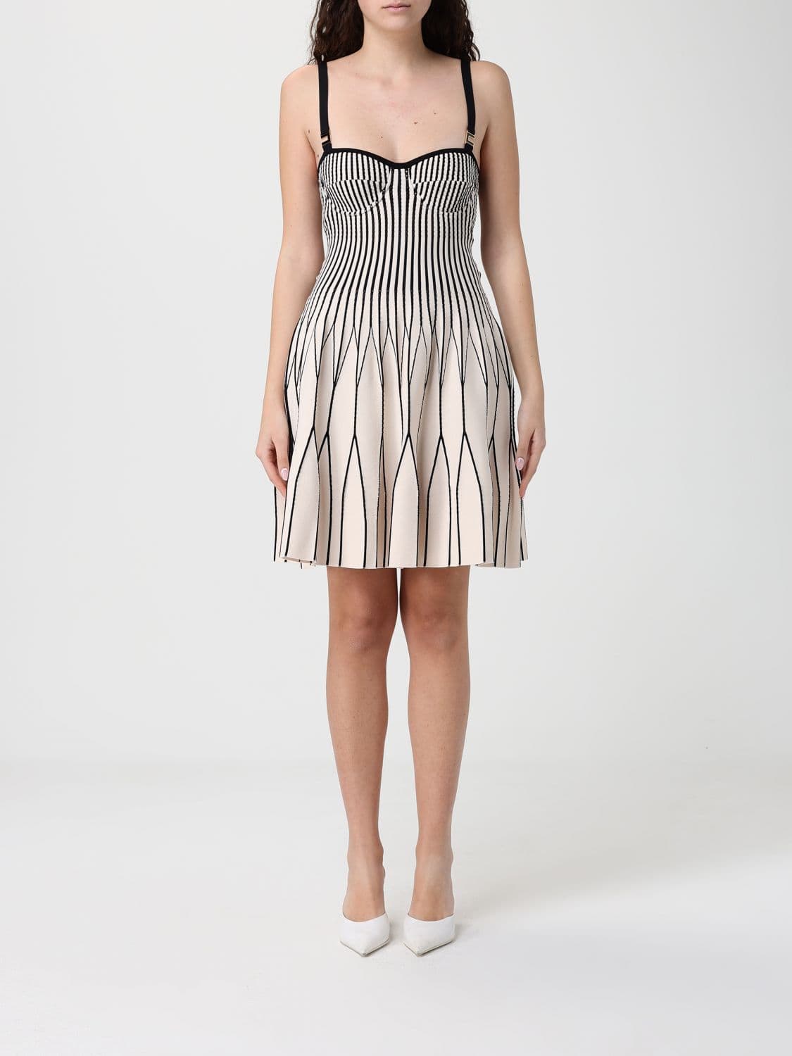 Elisabetta Franchi Bicolor Knit Midi Dress · 44