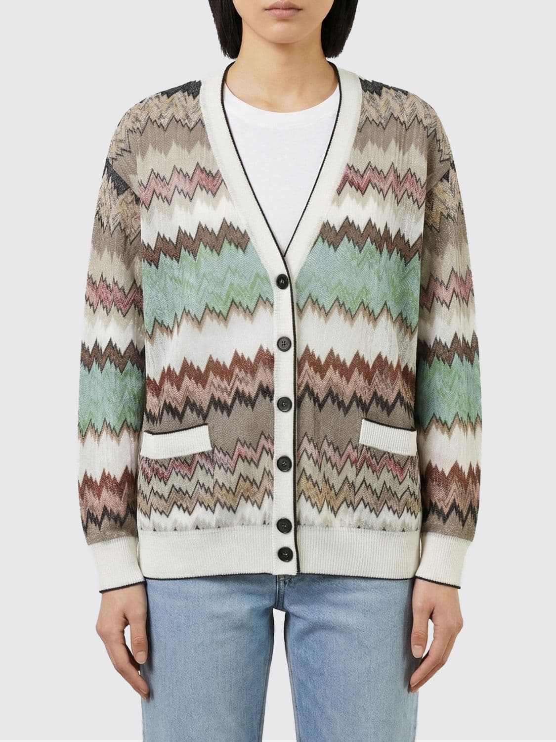 Missoni Viscose Lurex Zig Zag Cardigan