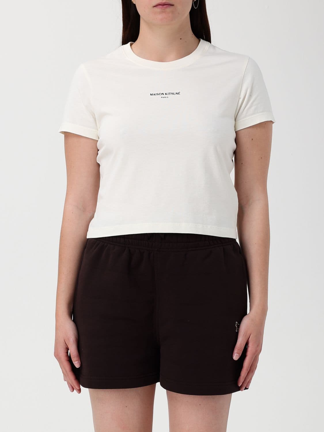 Maison Kitsuné Logo Cotton Crop T-Shirts