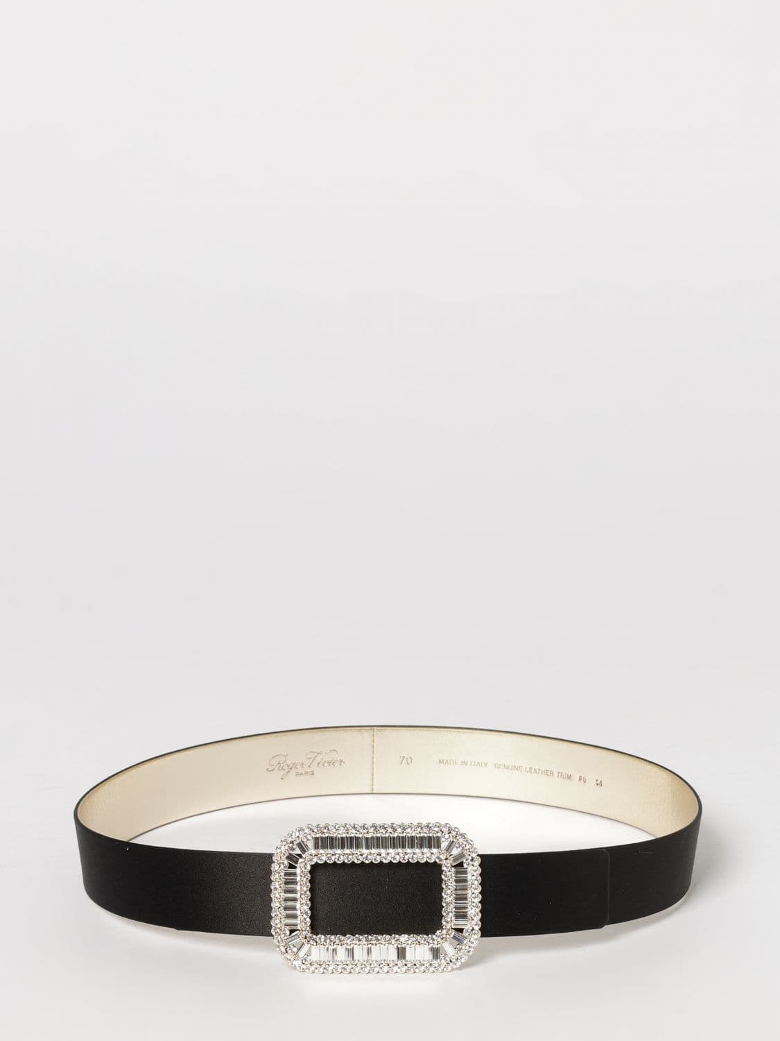 Roger Vivier Pilgrim Satin Belt with Jewel Buckle