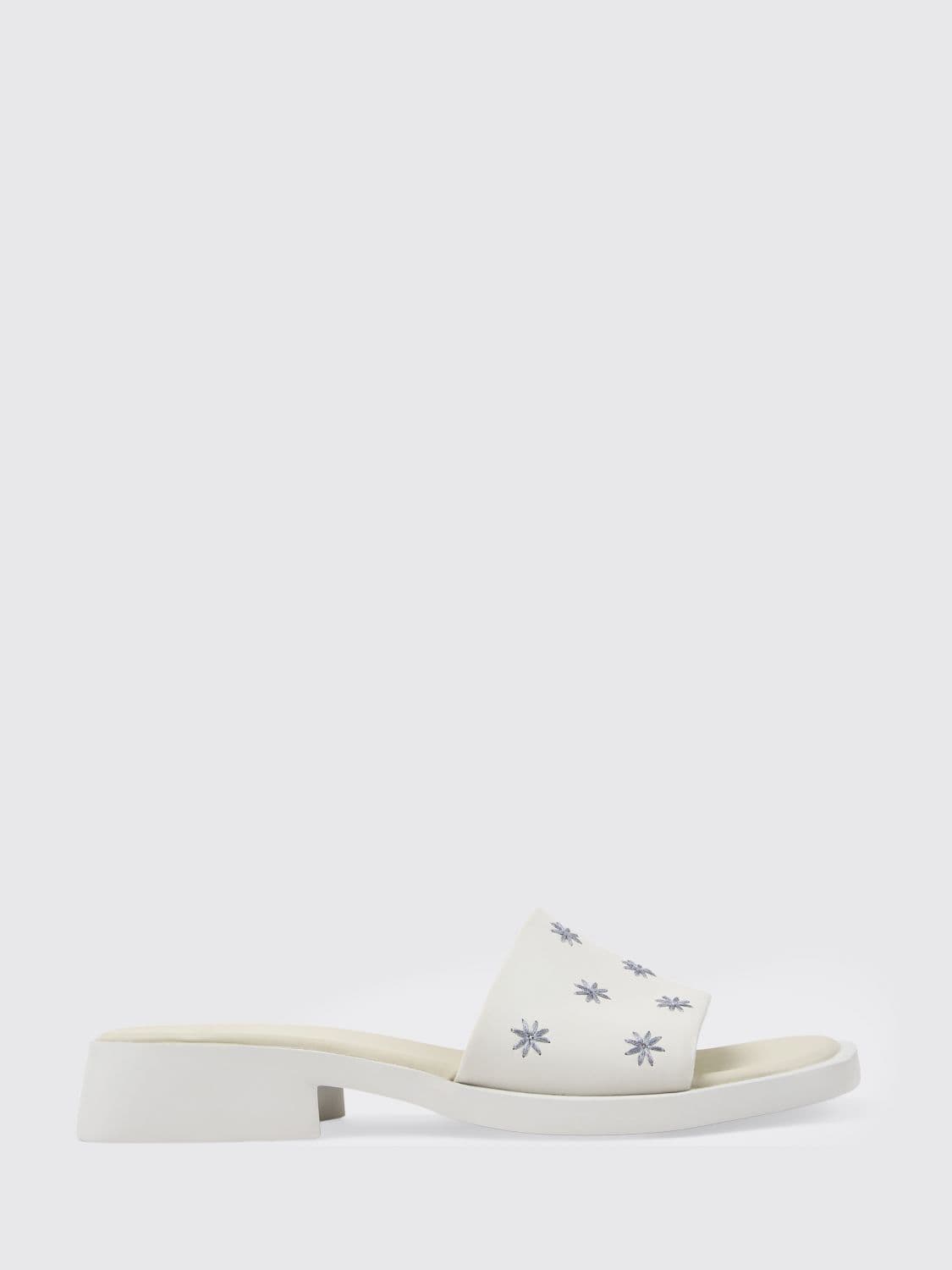 Camper Dana Leather Sandals with Floral Embroidery