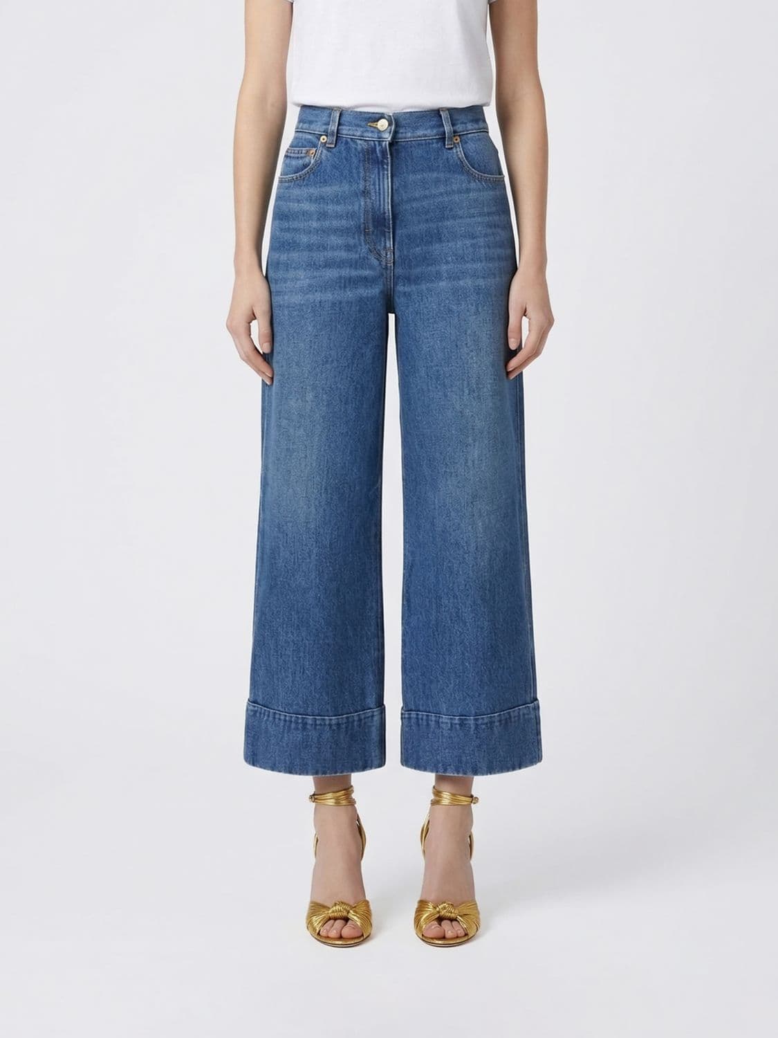 Valentino Cropped Fit Cotton Denim Jeans