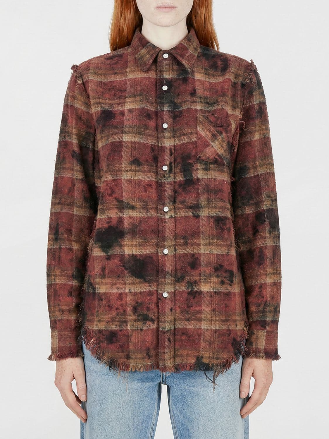R13 Used Cotton Shirt with Check Print