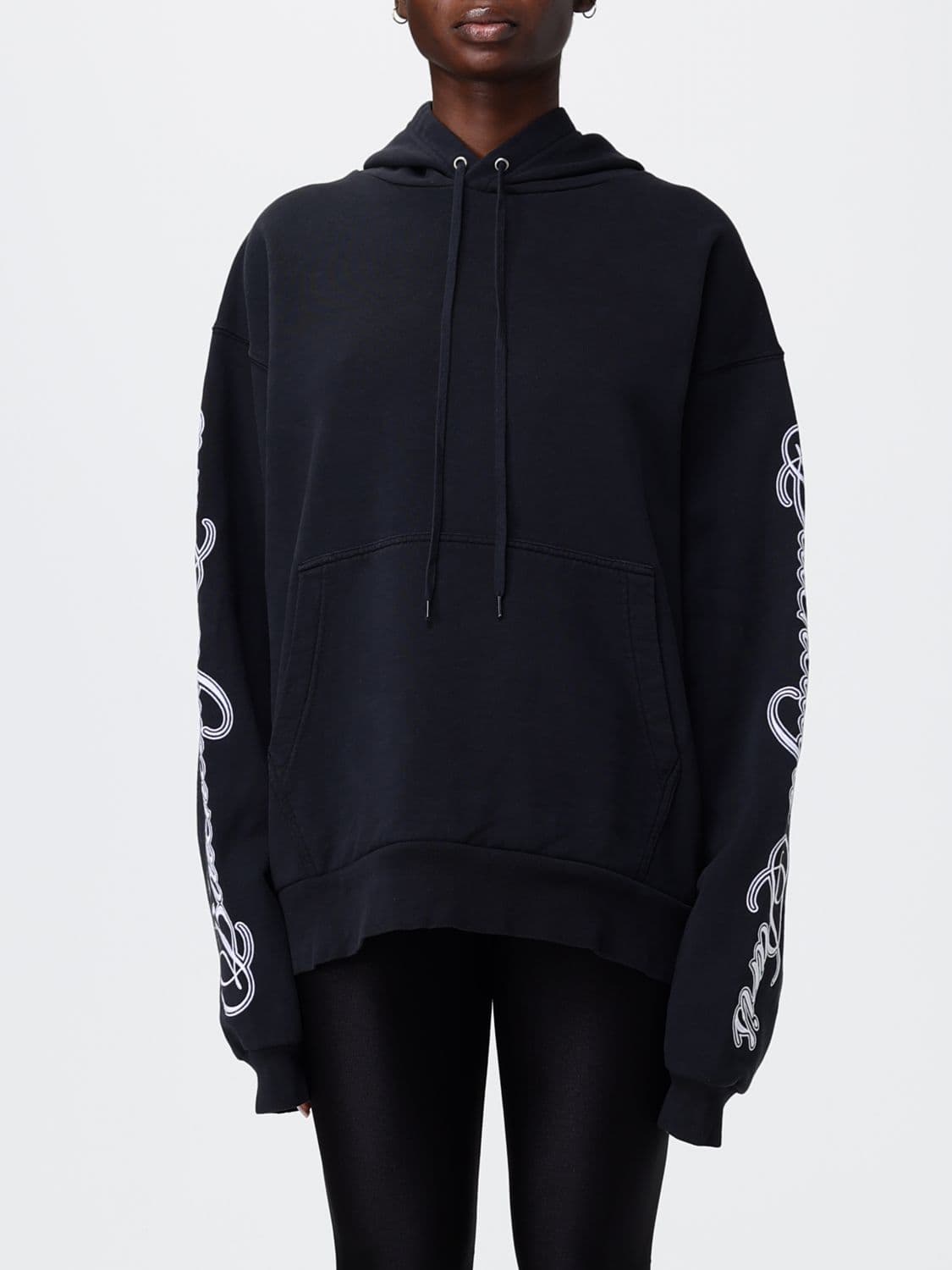 Balenciaga Oversize Cotton Hooded Sweatshirt with Logo