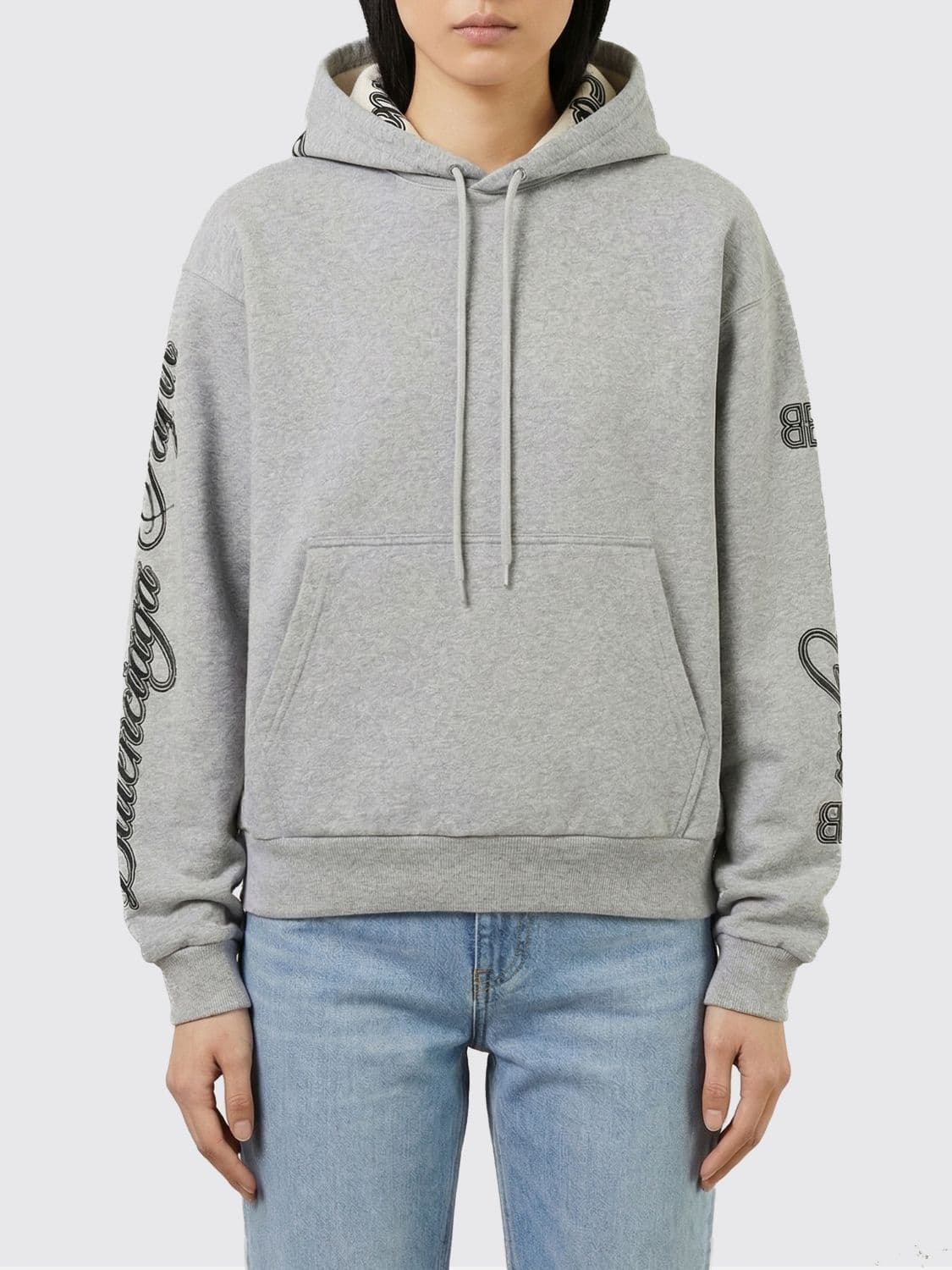 Balenciaga Oversize Cotton Hooded Sweatshirt with Logo