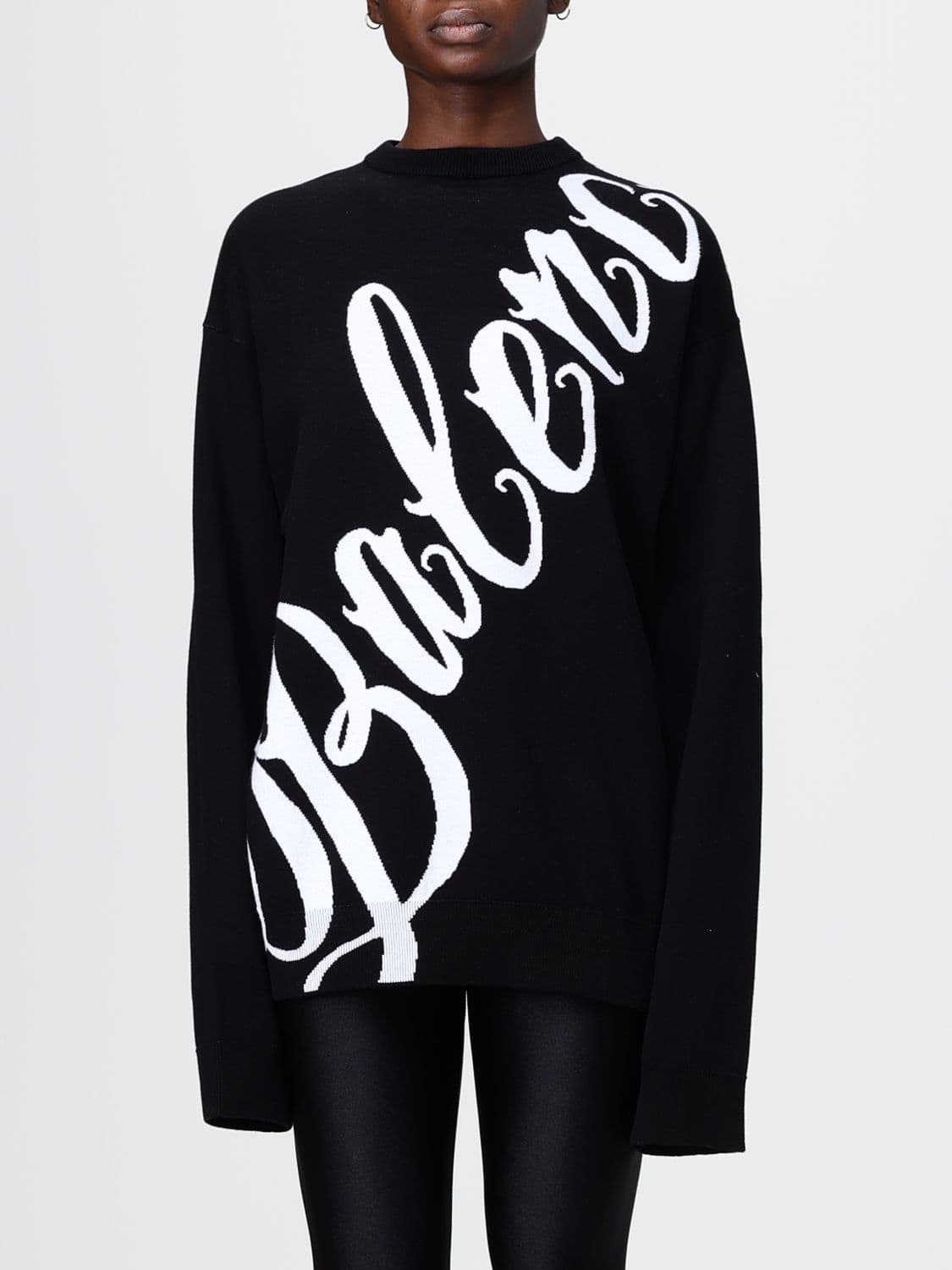 Balenciaga Cotton Blend Sweater with Maxi Logo