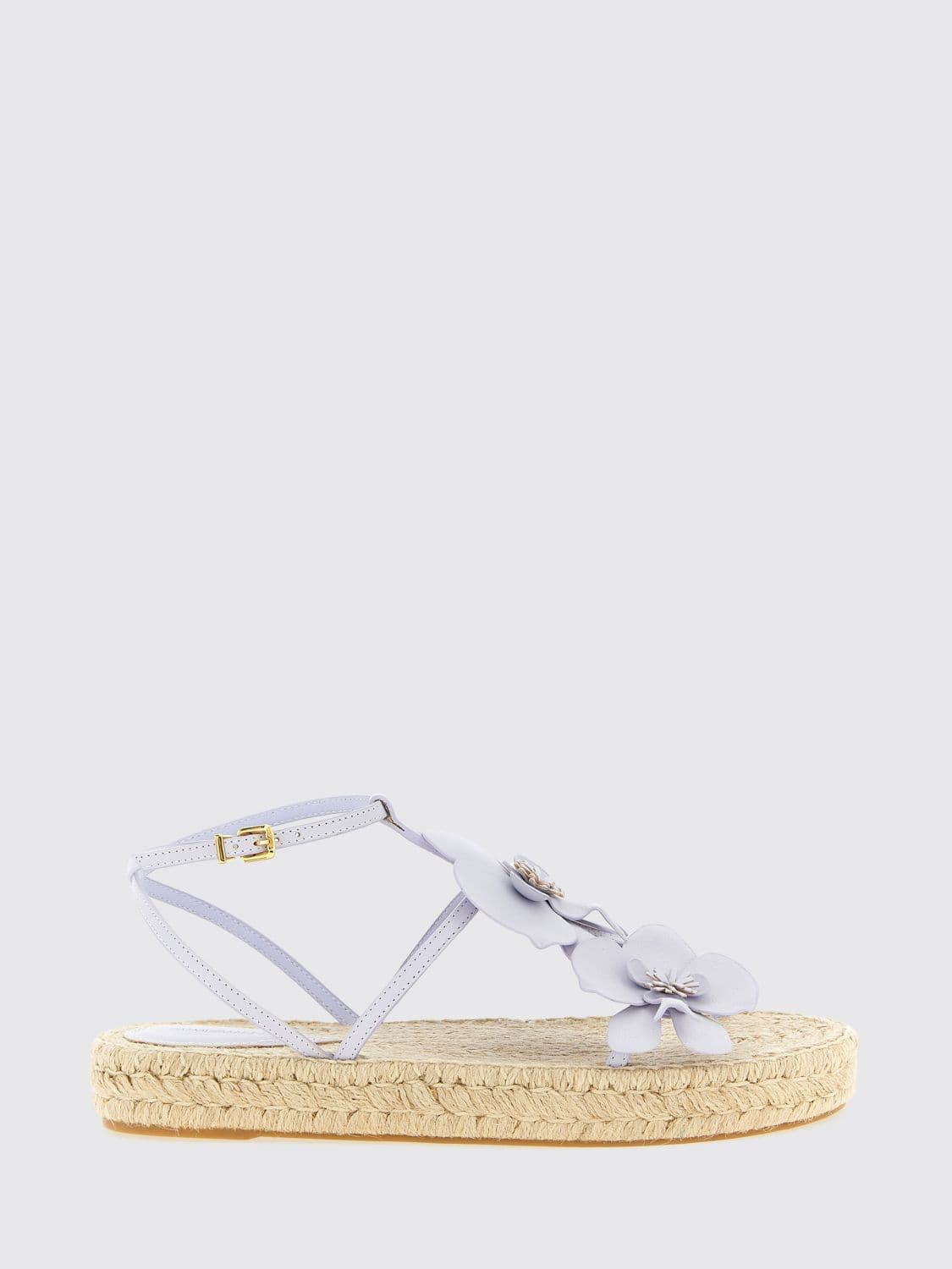 Zimmermann Orchid Leather Wedge Sandal with Floral Applications