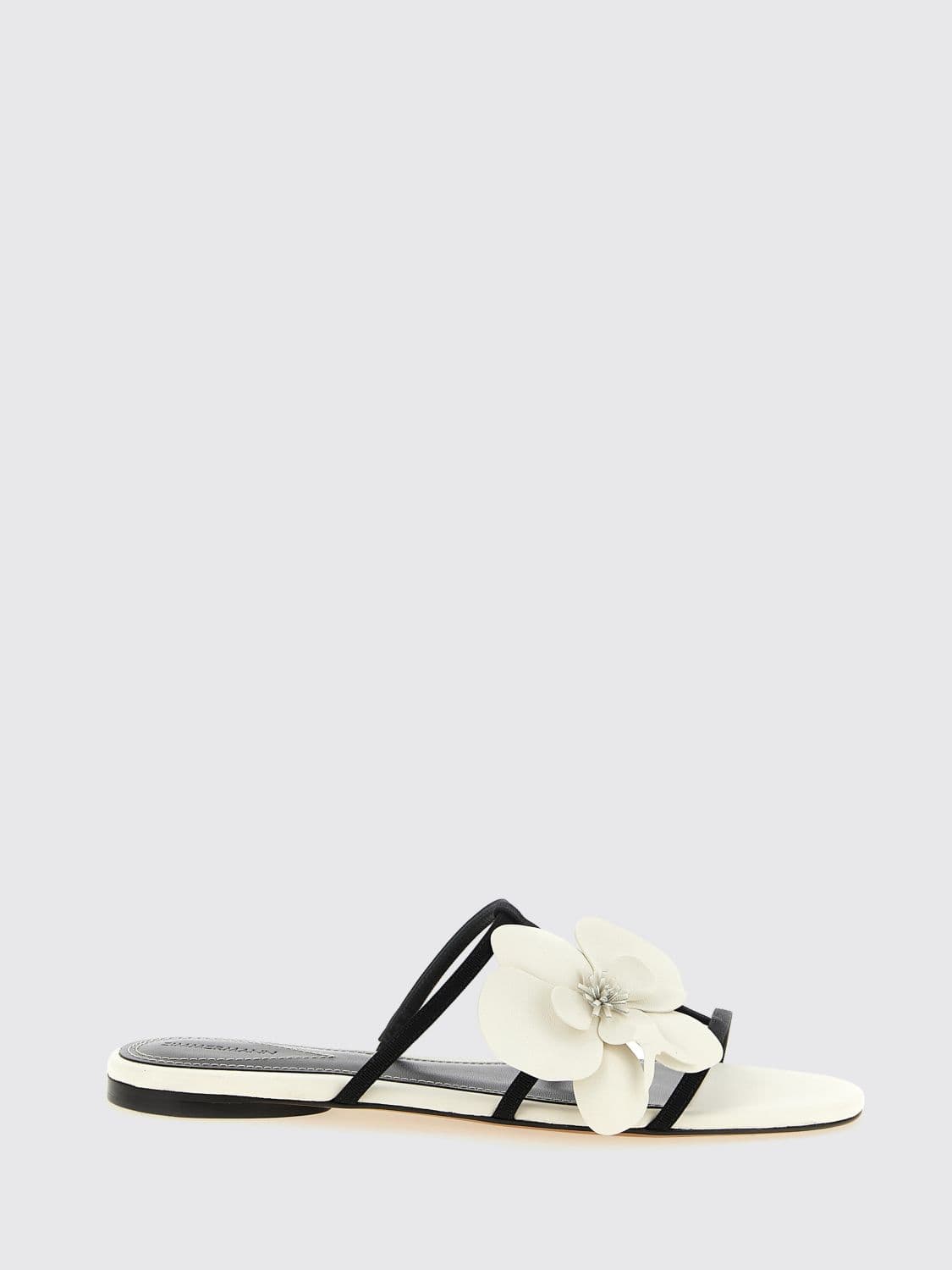 Zimmermann Orchid Leather and Twill Sandal with Floral Applications