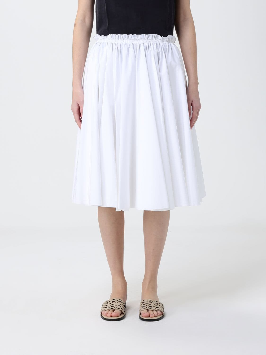 Ami Paris Pleated Cotton Skirt