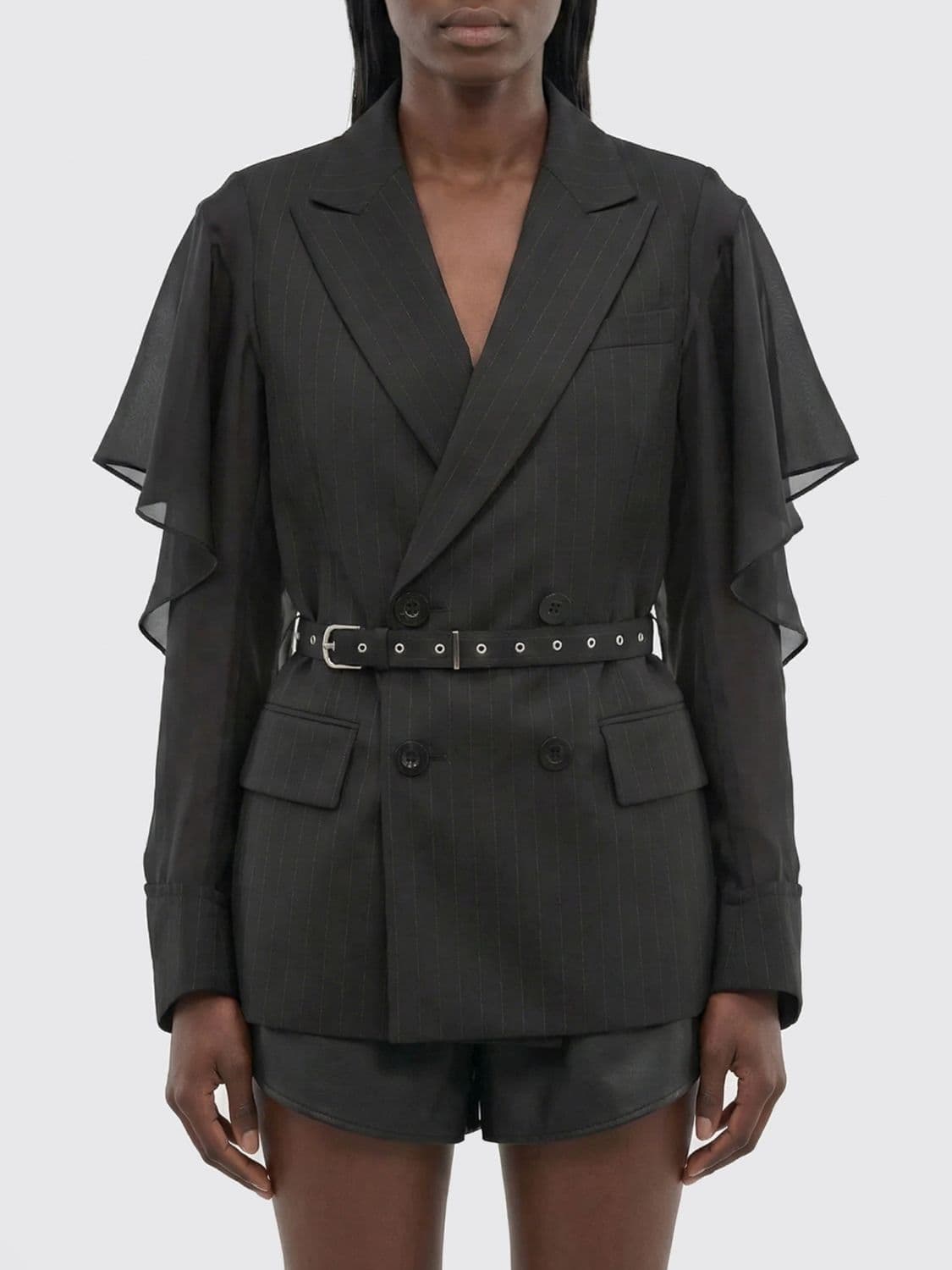 Sacai Pinstriped Wool Blend Blazer