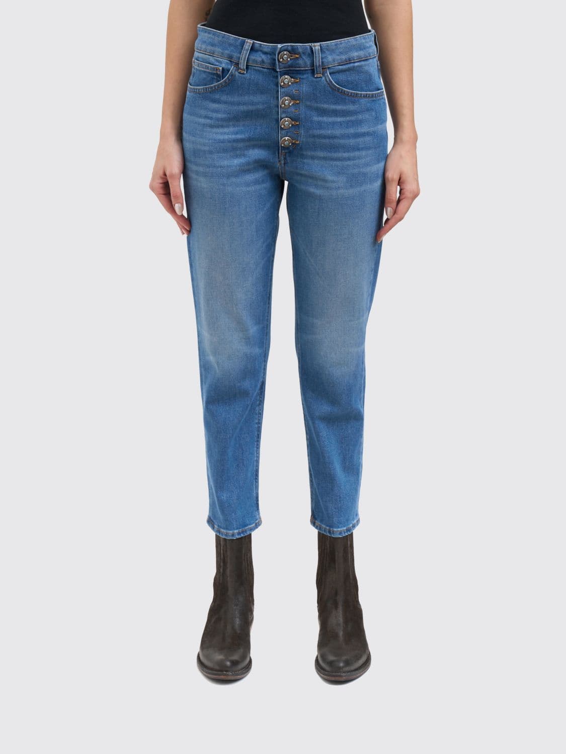 Dondup Koons Cropped Fit Jeans in Stretch Denim